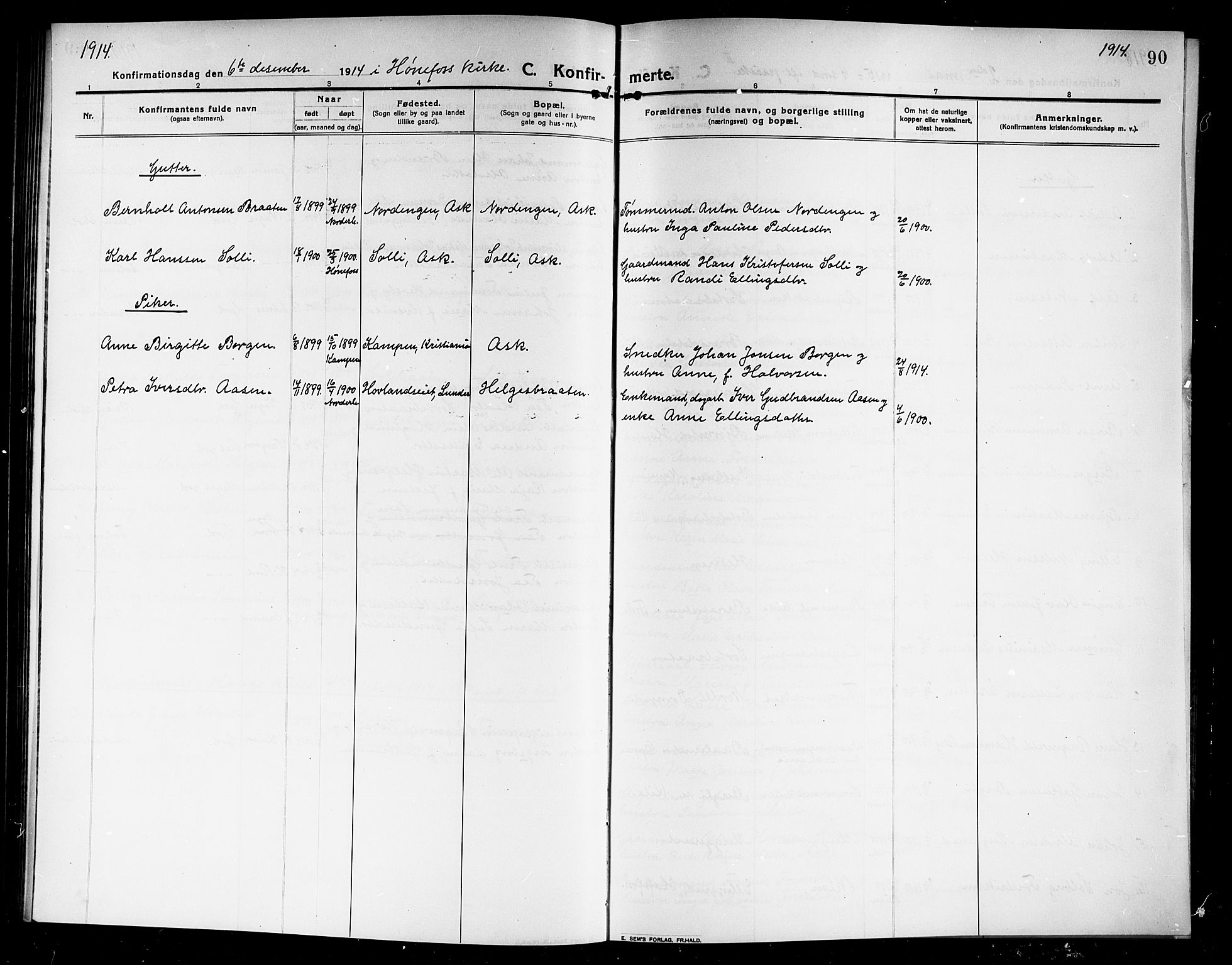 Norderhov kirkebøker, AV/SAKO-A-237/G/Ga/L0009: Parish register (copy) no. I 9, 1913-1920, p. 90