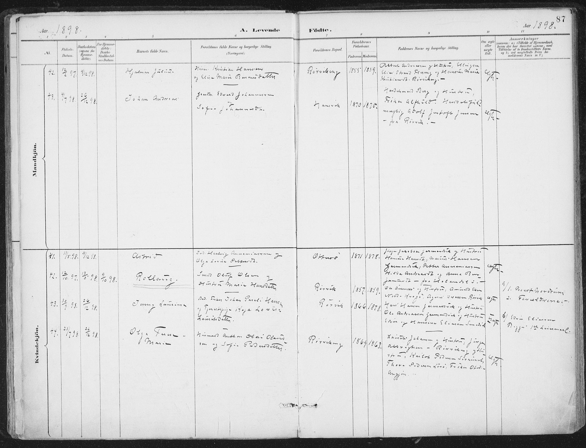 Ministerialprotokoller, klokkerbøker og fødselsregistre - Nord-Trøndelag, AV/SAT-A-1458/786/L0687: Parish register (official) no. 786A03, 1888-1898, p. 87