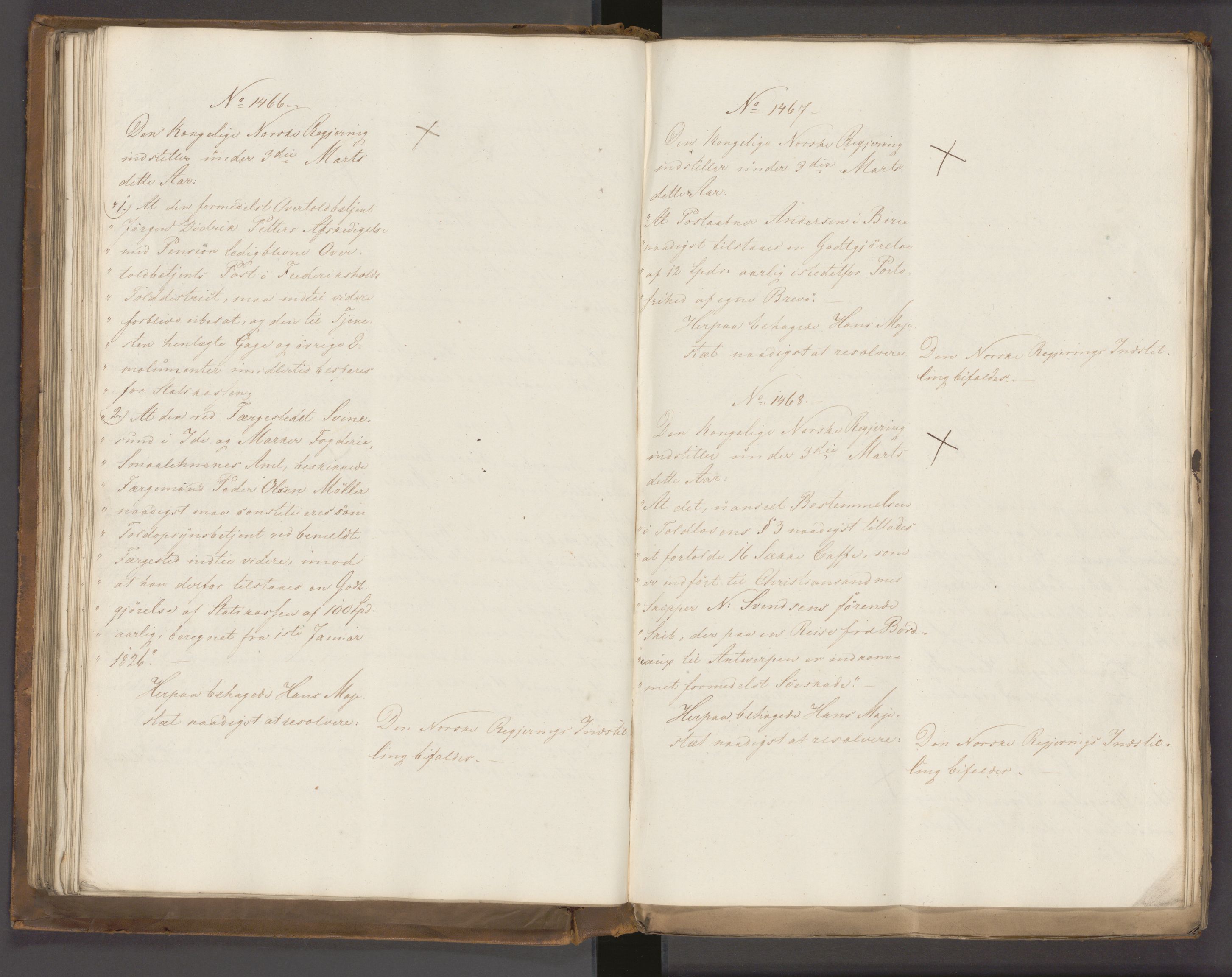 Statsrådssekretariatet, AV/RA-S-1001/A/Ab/L0022: Kgl. res. nr. 1210-1721, 1. halvår, 1826