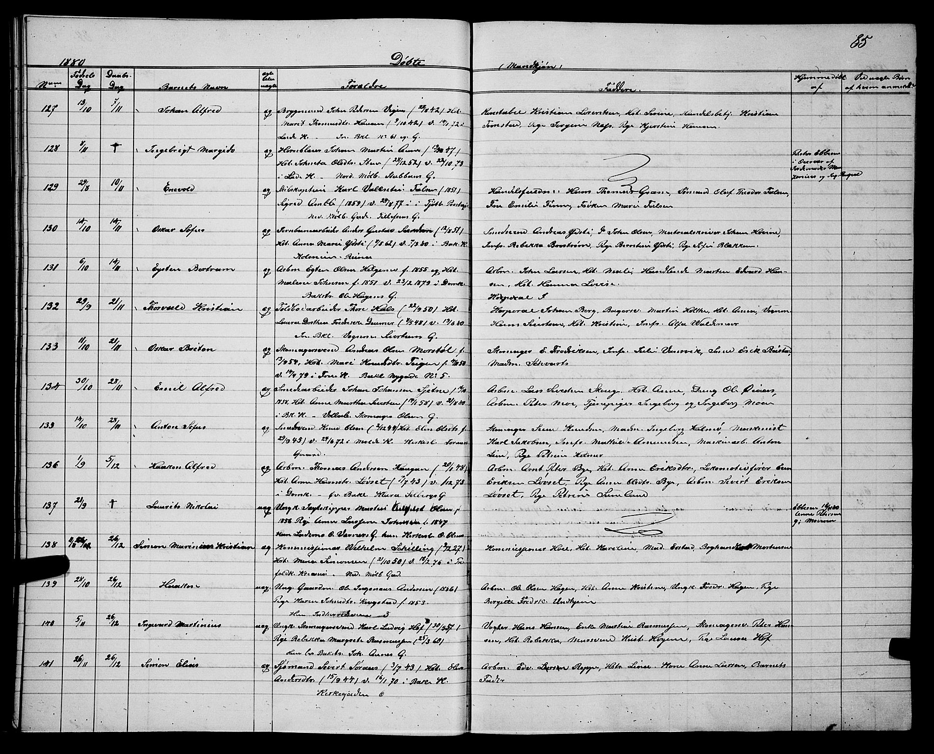 Ministerialprotokoller, klokkerbøker og fødselsregistre - Sør-Trøndelag, SAT/A-1456/604/L0220: Parish register (copy) no. 604C03, 1870-1885, p. 85