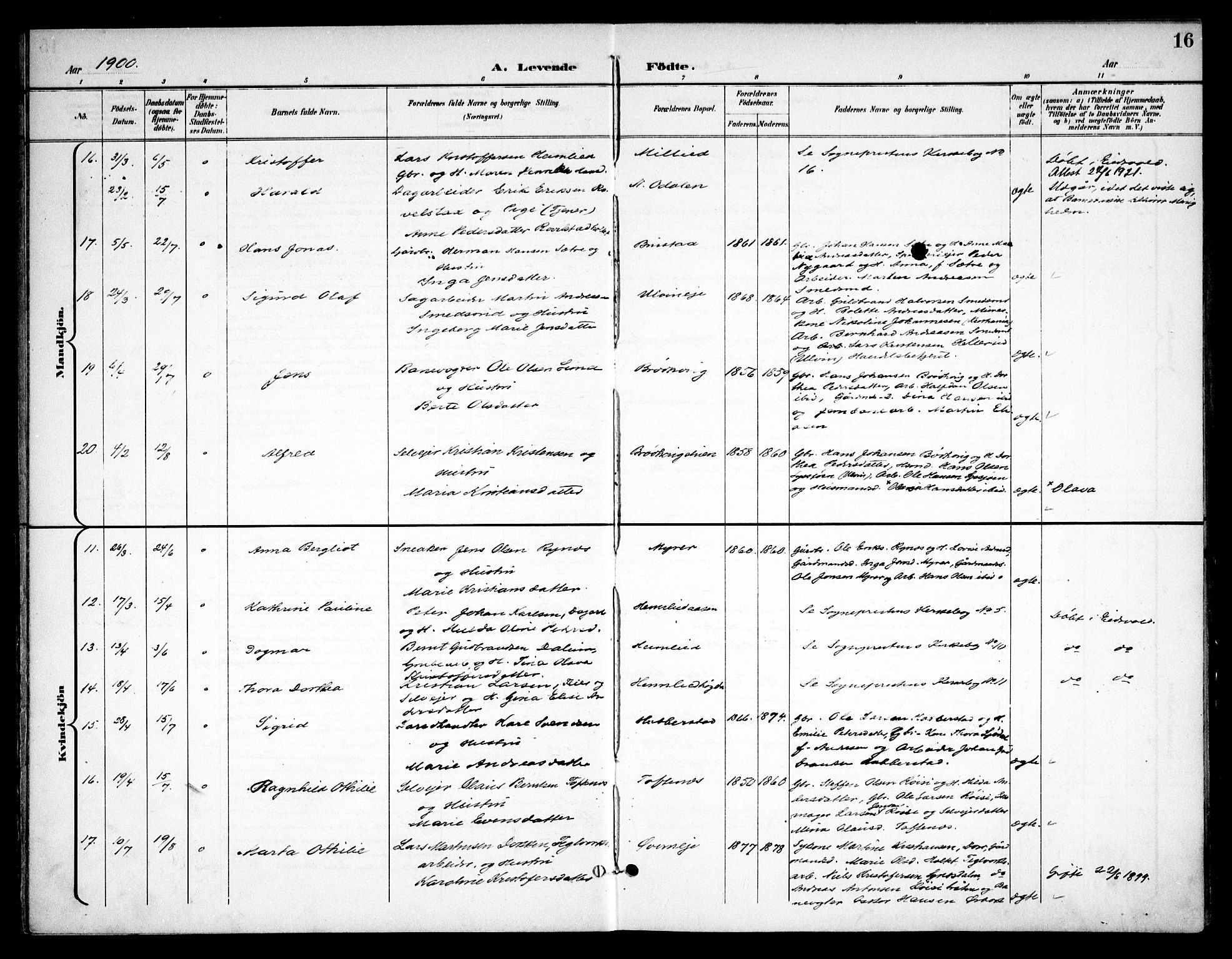 Eidsvoll prestekontor Kirkebøker, AV/SAO-A-10888/F/Fb/L0003: Parish register (official) no. II 3, 1898-1909, p. 16