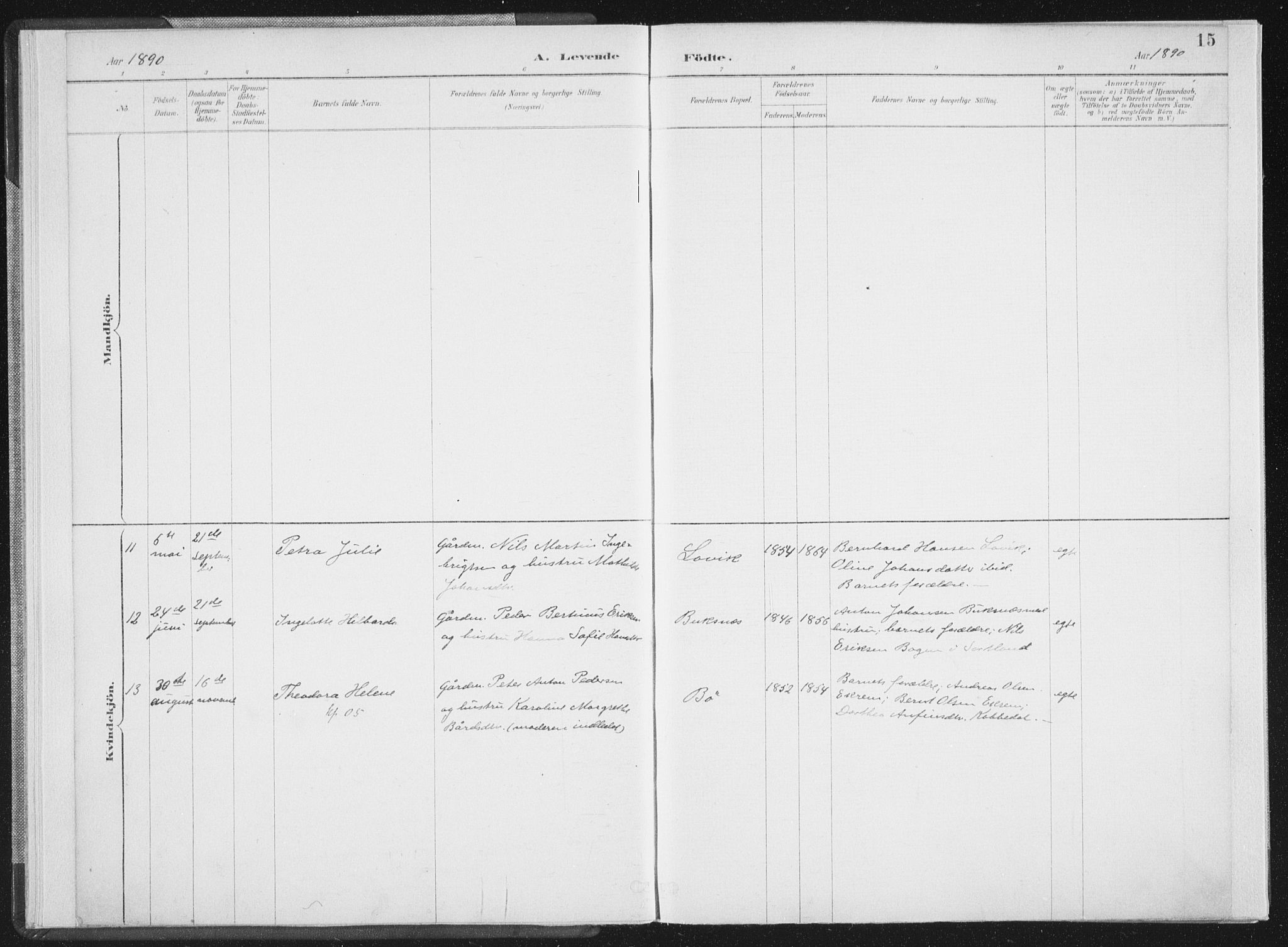 Ministerialprotokoller, klokkerbøker og fødselsregistre - Nordland, SAT/A-1459/898/L1422: Parish register (official) no. 898A02, 1887-1908, p. 15