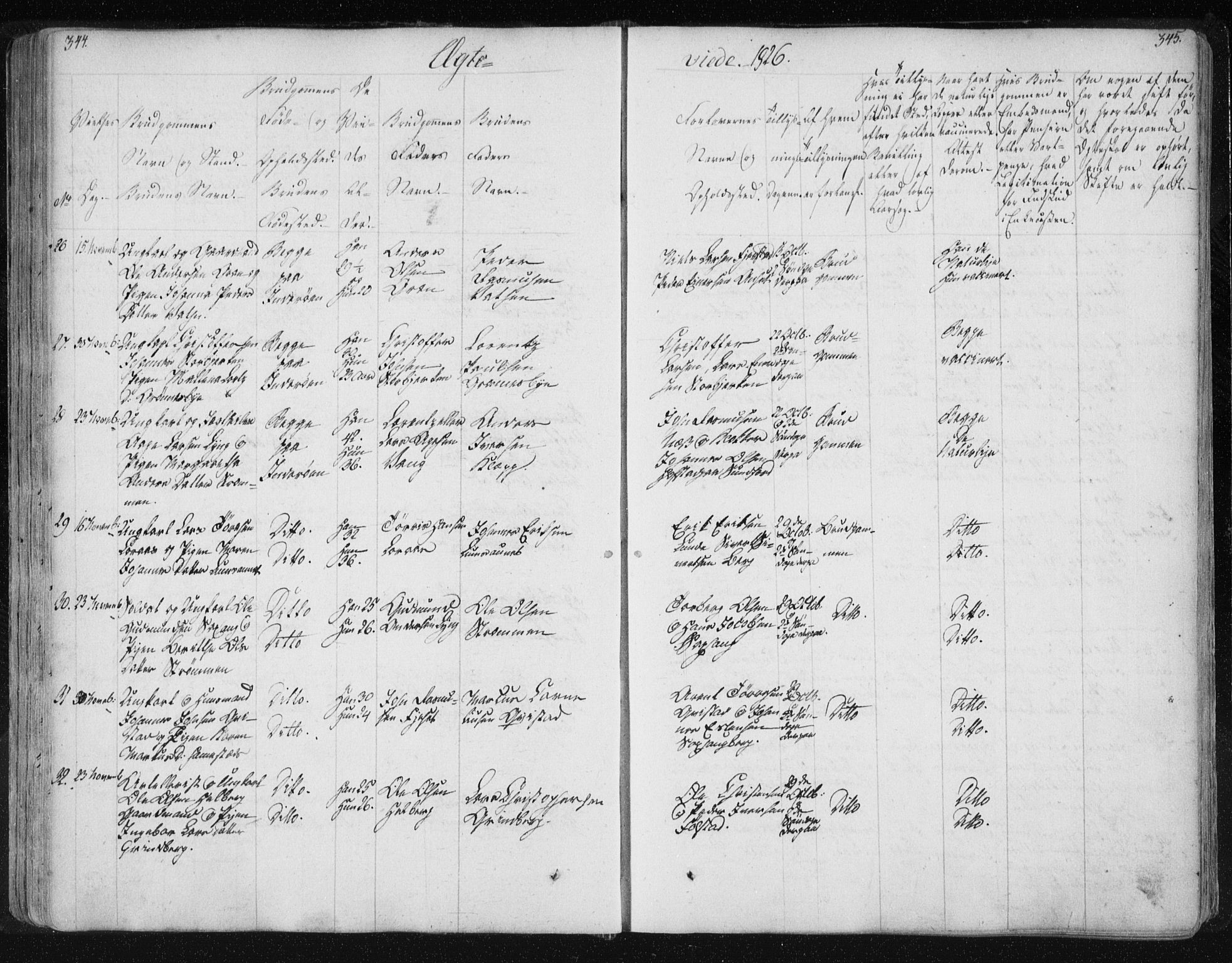 Ministerialprotokoller, klokkerbøker og fødselsregistre - Nord-Trøndelag, SAT/A-1458/730/L0276: Parish register (official) no. 730A05, 1822-1830, p. 344-345