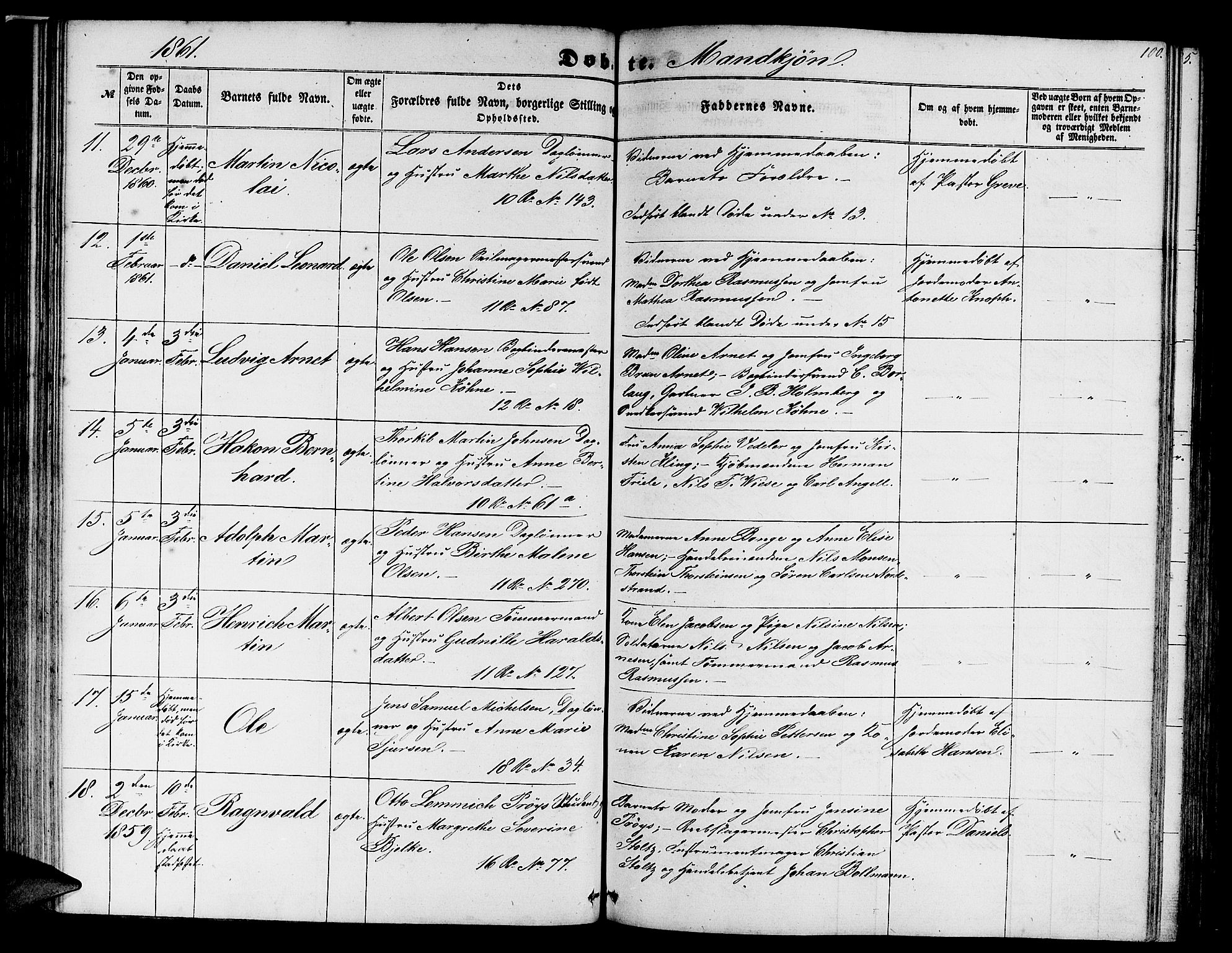 Domkirken sokneprestembete, SAB/A-74801/H/Hab/L0011: Parish register (copy) no. B 4, 1856-1862, p. 100