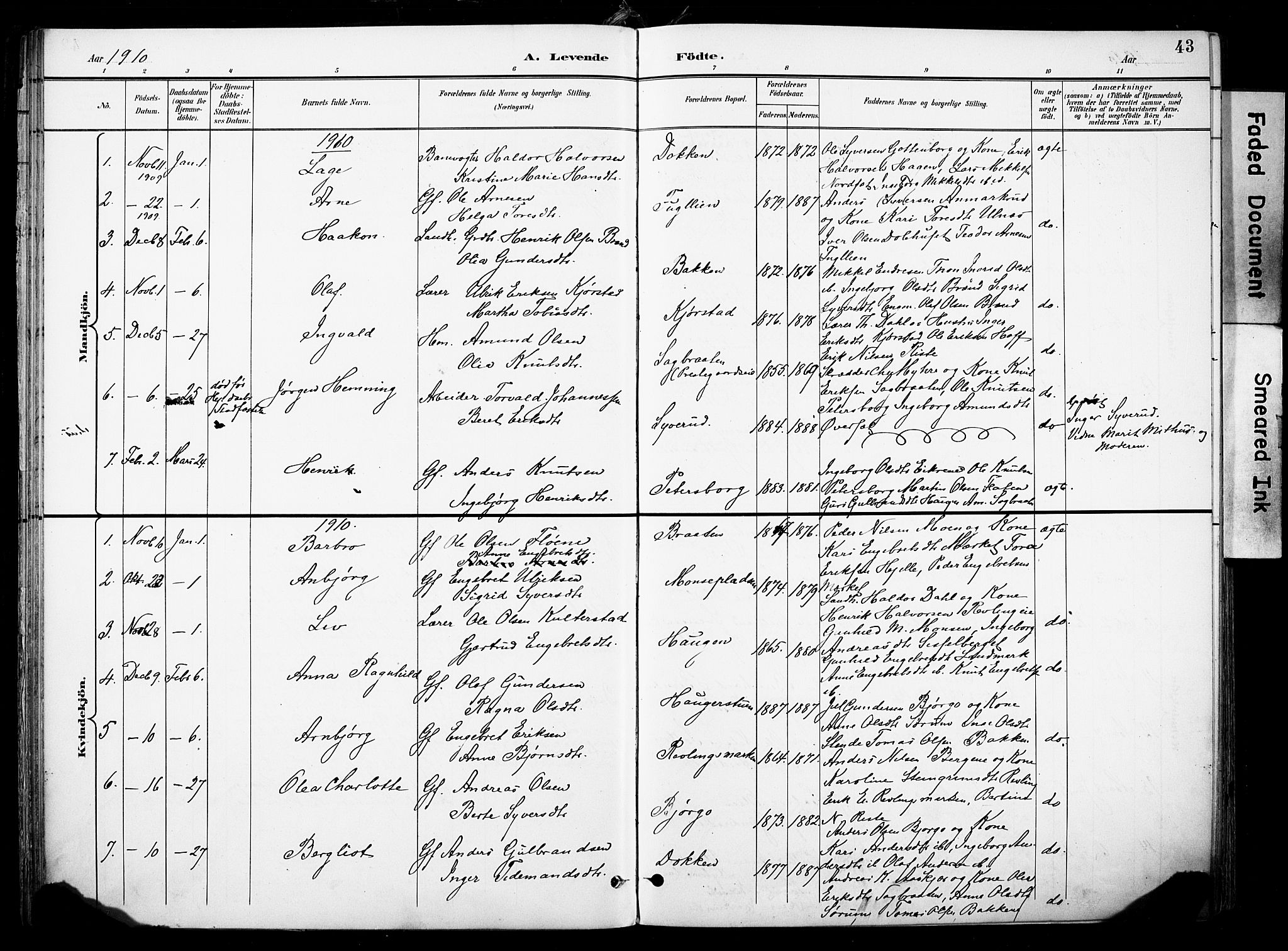 Nord-Aurdal prestekontor, SAH/PREST-132/H/Ha/Haa/L0014: Parish register (official) no. 14, 1896-1912, p. 43