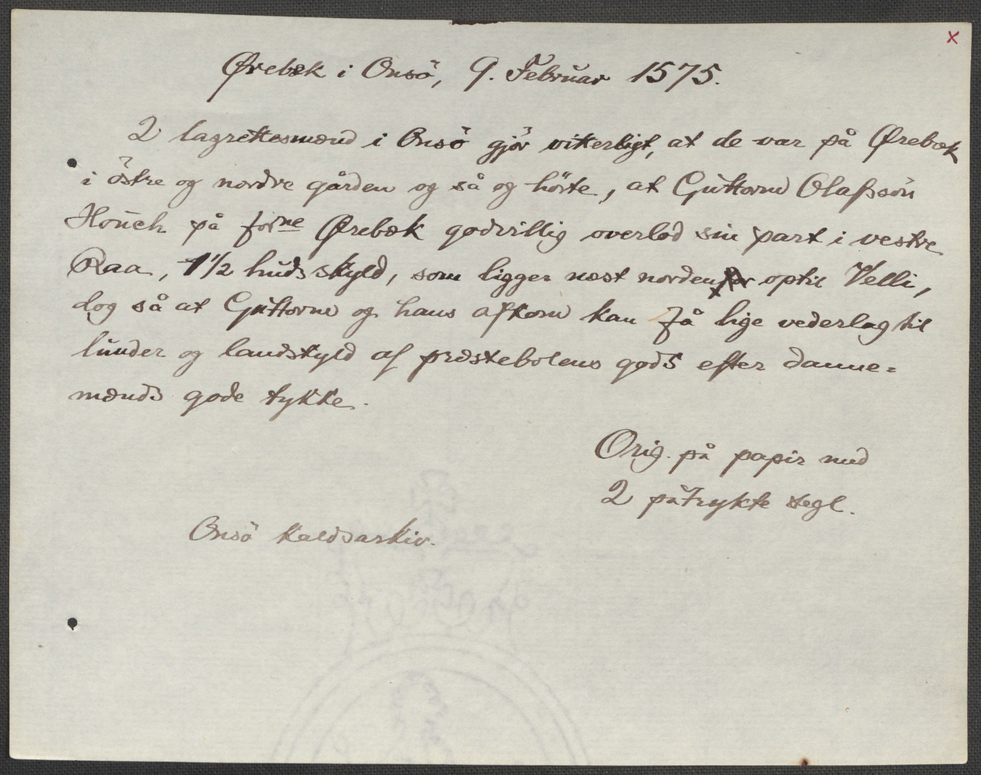 Riksarkivets diplomsamling, RA/EA-5965/F15/L0002: Prestearkiv - Østfold, 1572-1683, p. 118