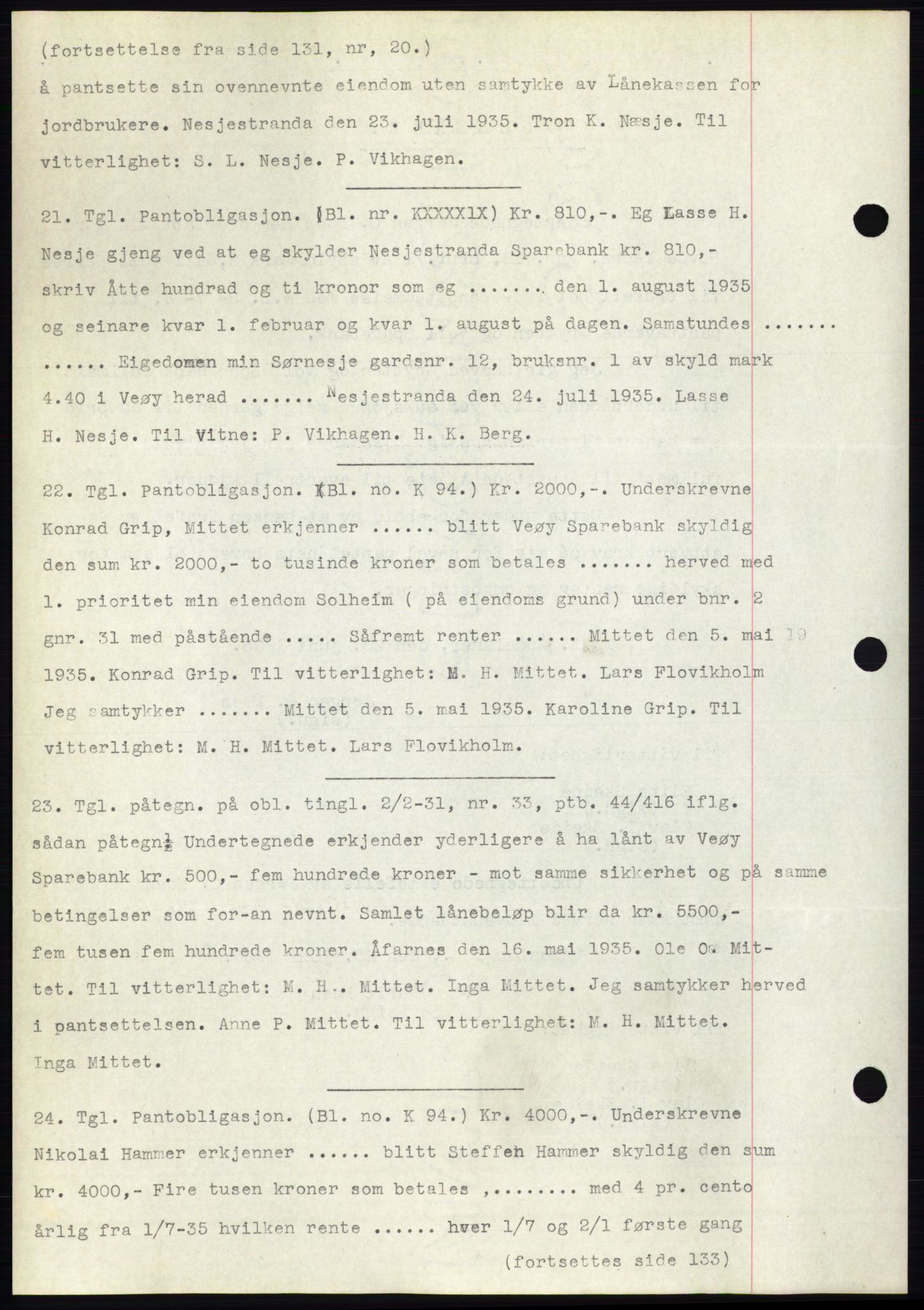 Romsdal sorenskriveri, AV/SAT-A-4149/1/2/2C/L0067: Mortgage book no. 61, 1935-1935, Deed date: 01.08.1935