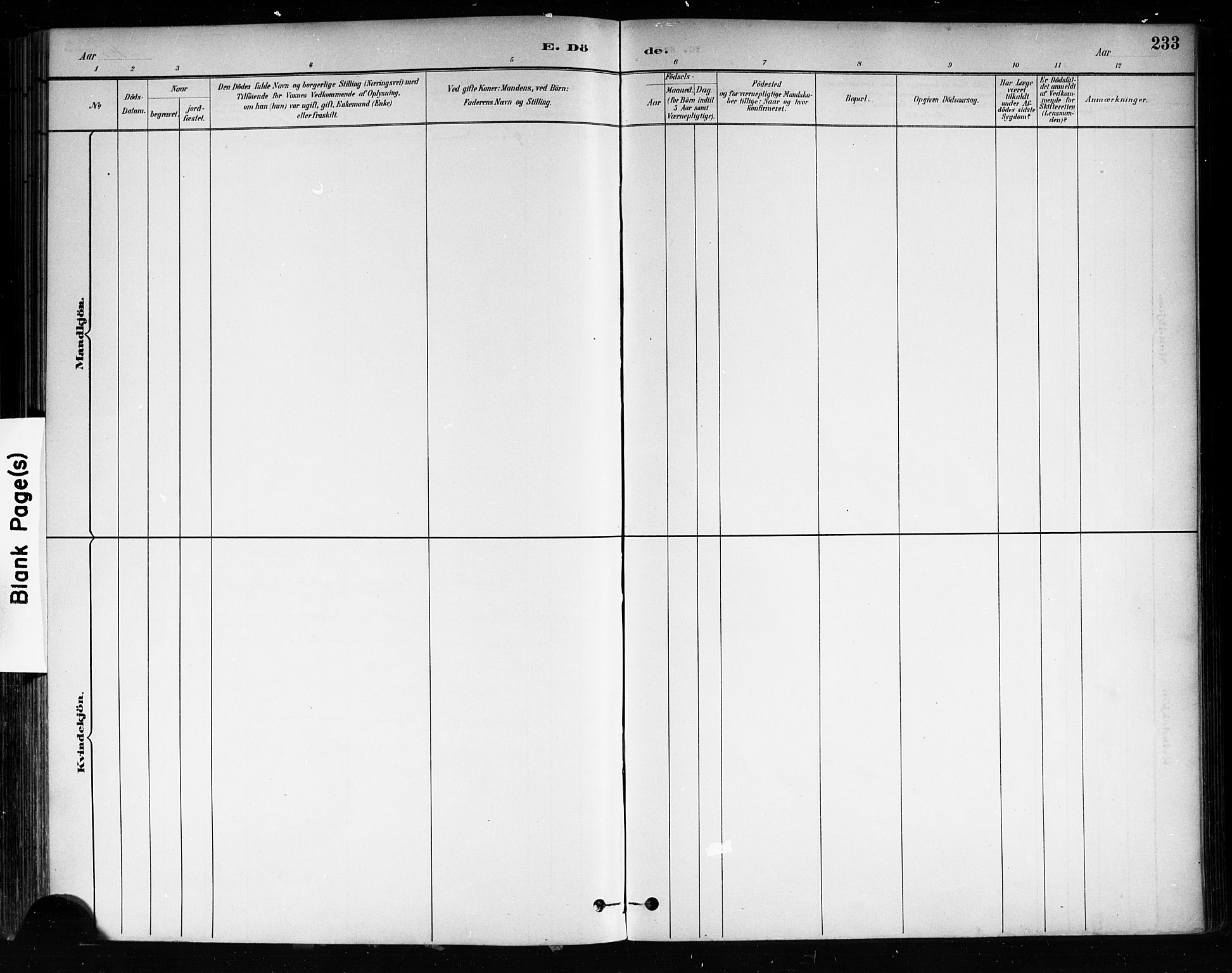 Brevik kirkebøker, AV/SAKO-A-255/F/Fa/L0007: Parish register (official) no. 7, 1882-1900, p. 233