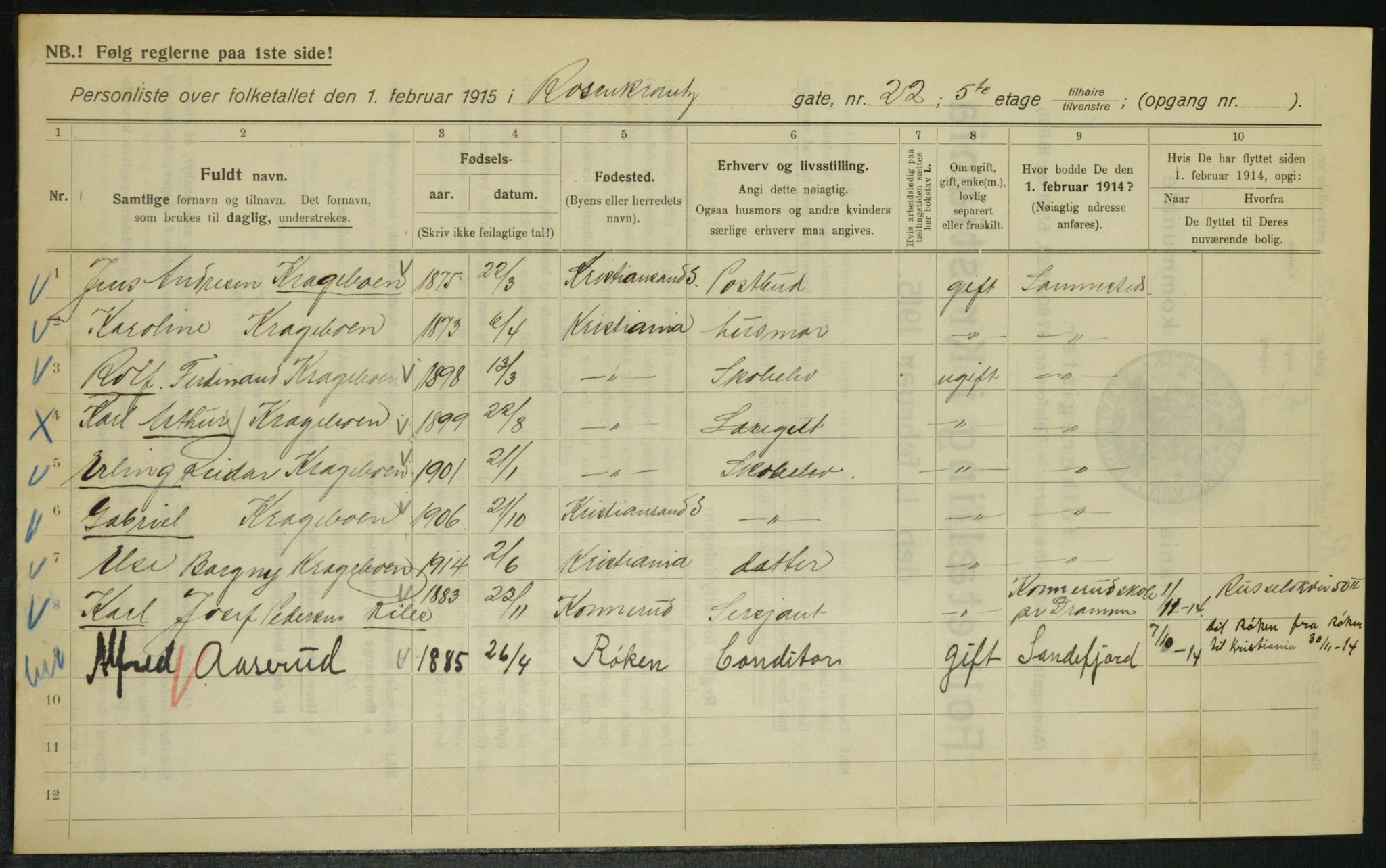 OBA, Municipal Census 1915 for Kristiania, 1915, p. 83700