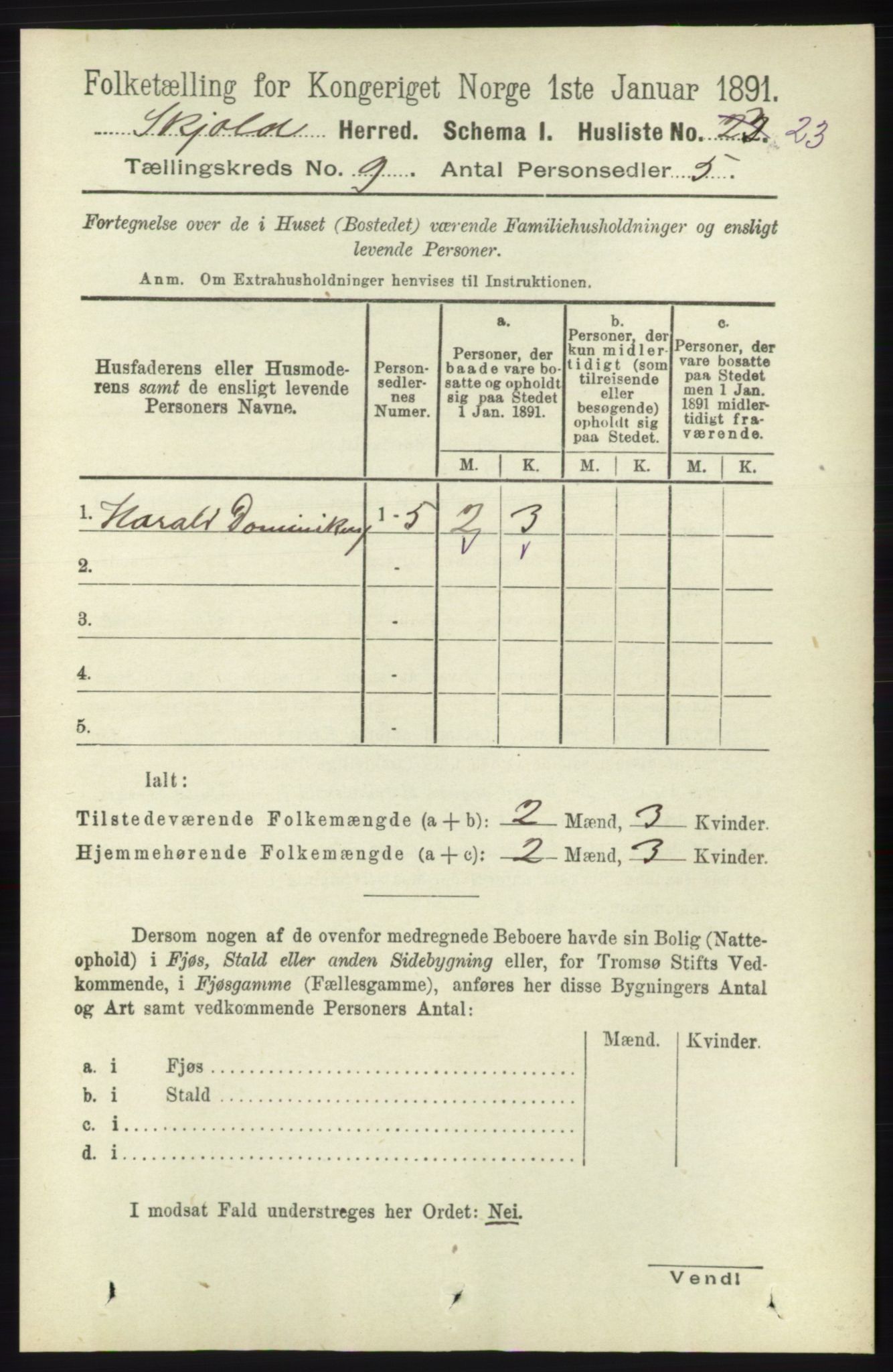 RA, 1891 census for 1154 Skjold, 1891, p. 1769