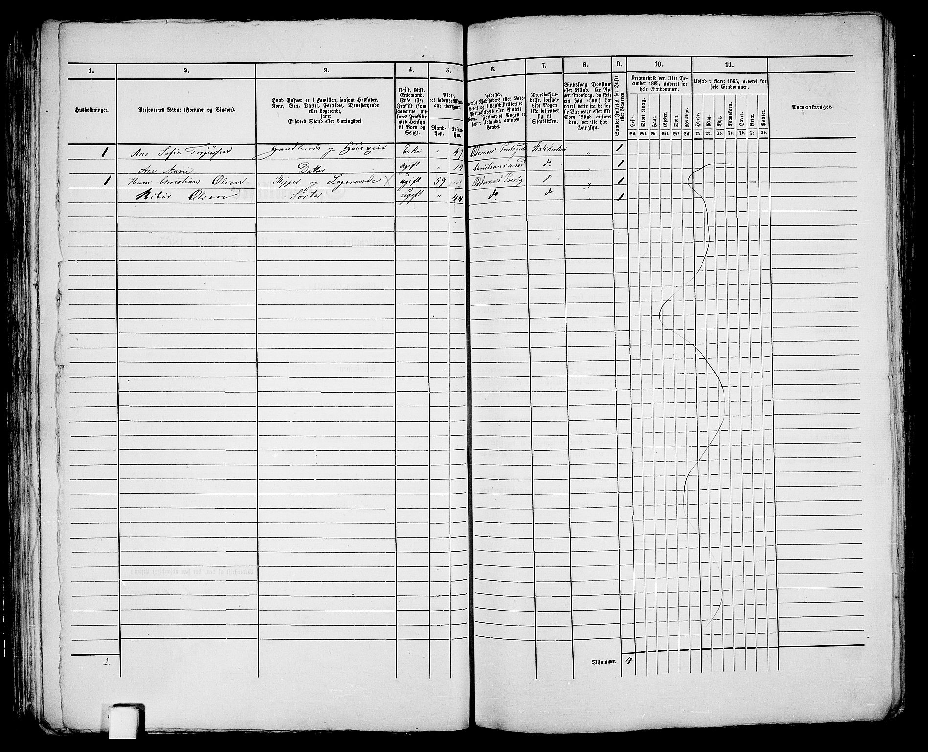 RA, 1865 census for Kristiansand, 1865, p. 81