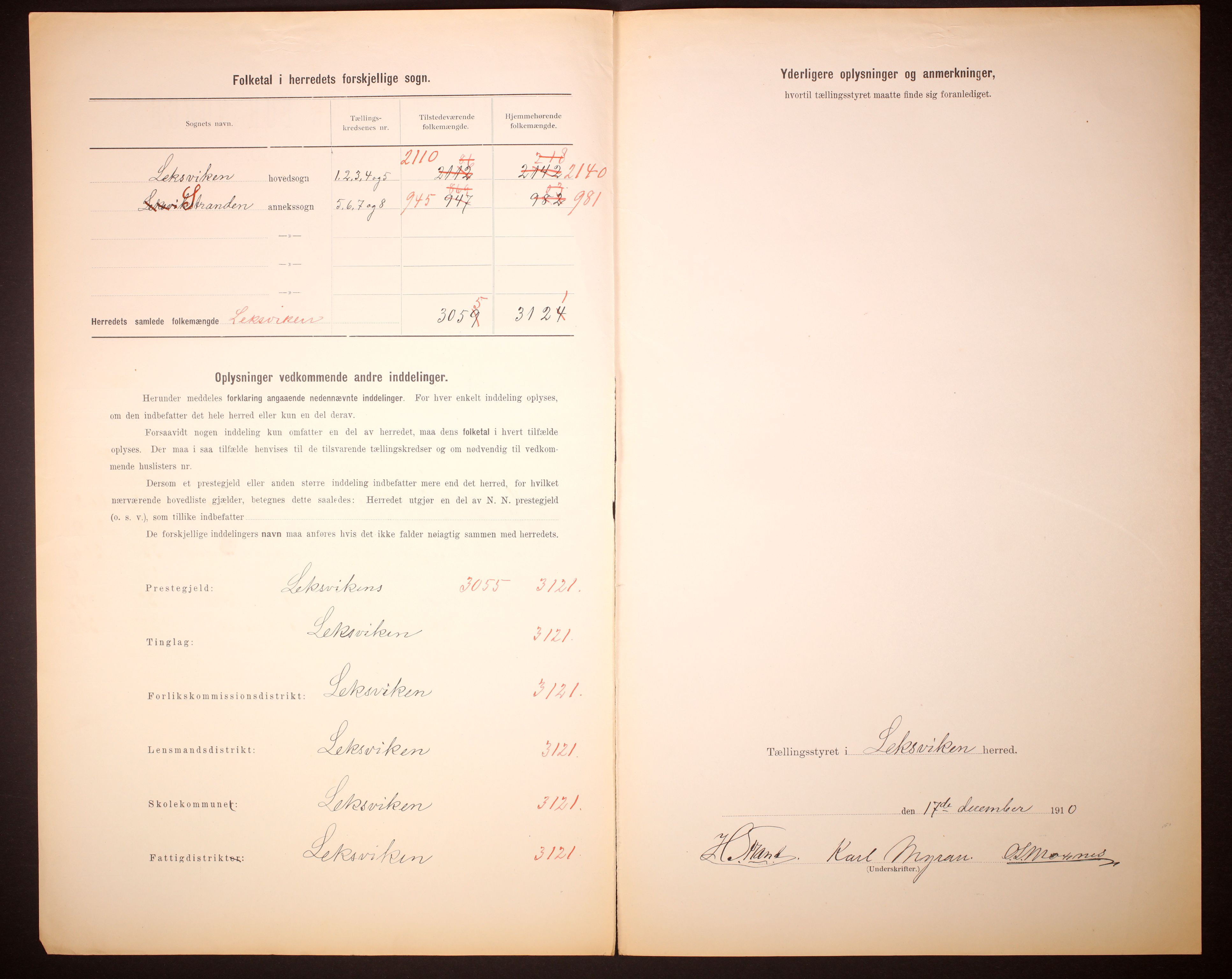 RA, 1910 census for Leksvik, 1910, p. 3