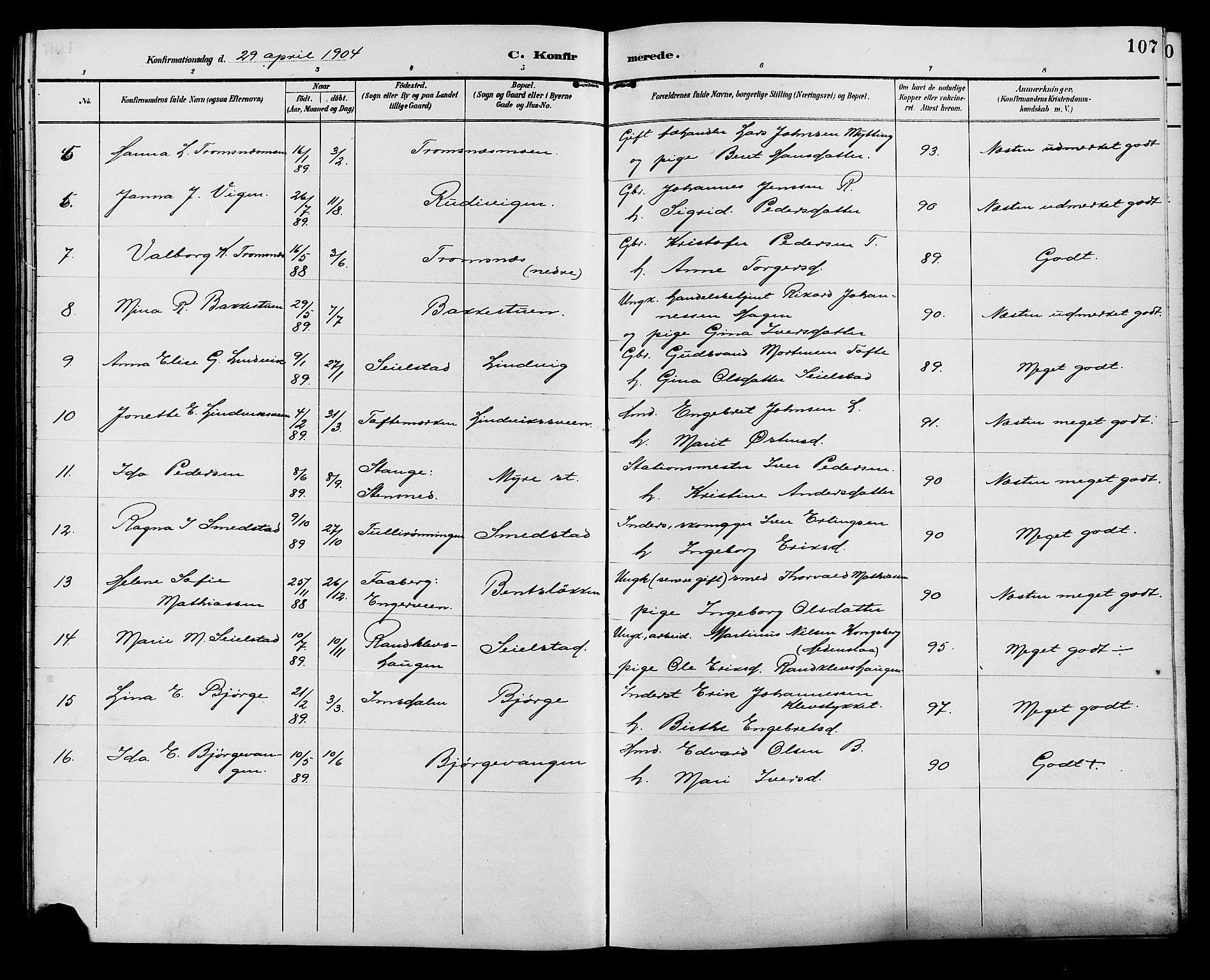 Ringebu prestekontor, SAH/PREST-082/H/Ha/Hab/L0007: Parish register (copy) no. 7, 1890-1910, p. 107