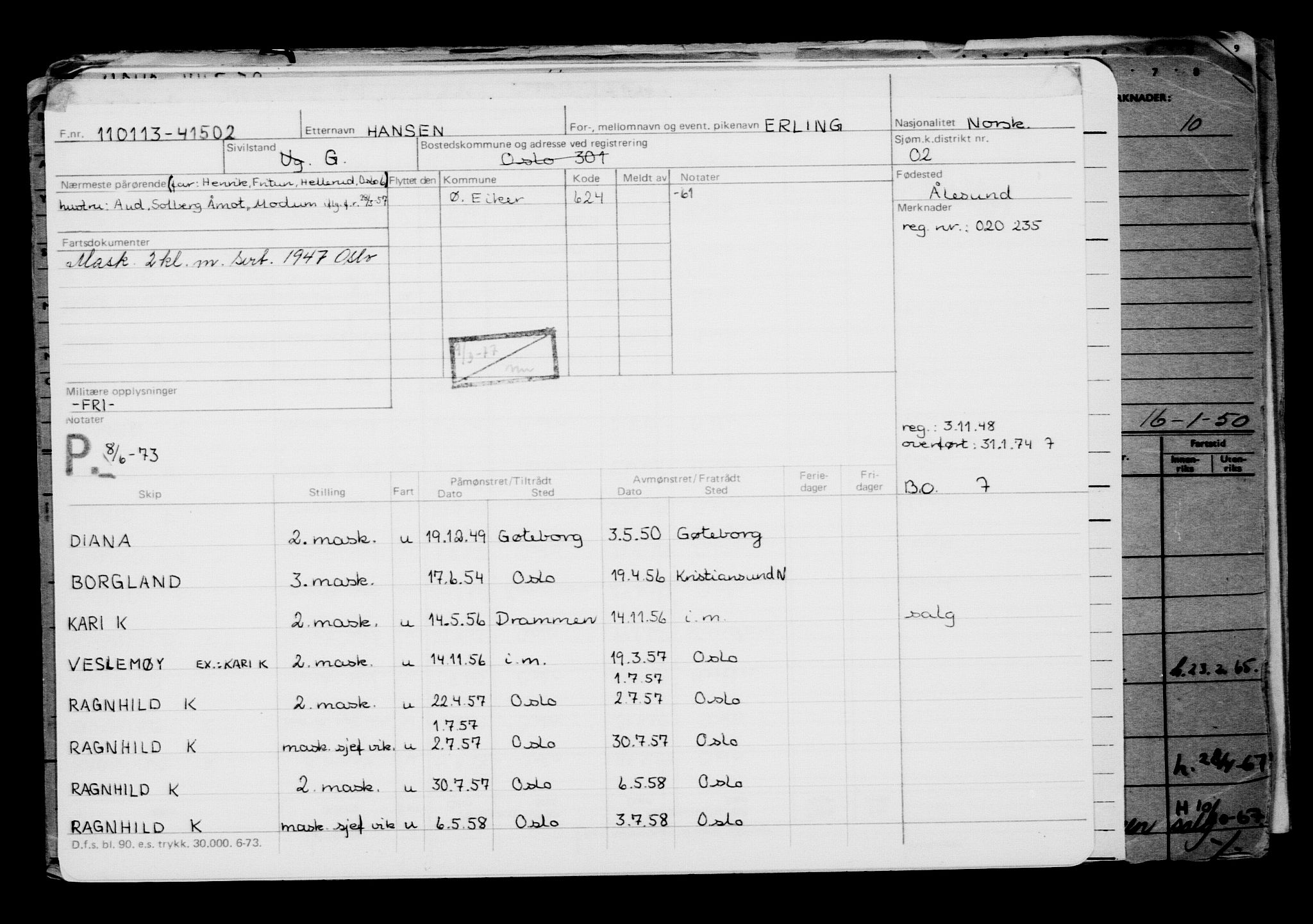 Direktoratet for sjømenn, AV/RA-S-3545/G/Gb/L0110: Hovedkort, 1913, p. 5