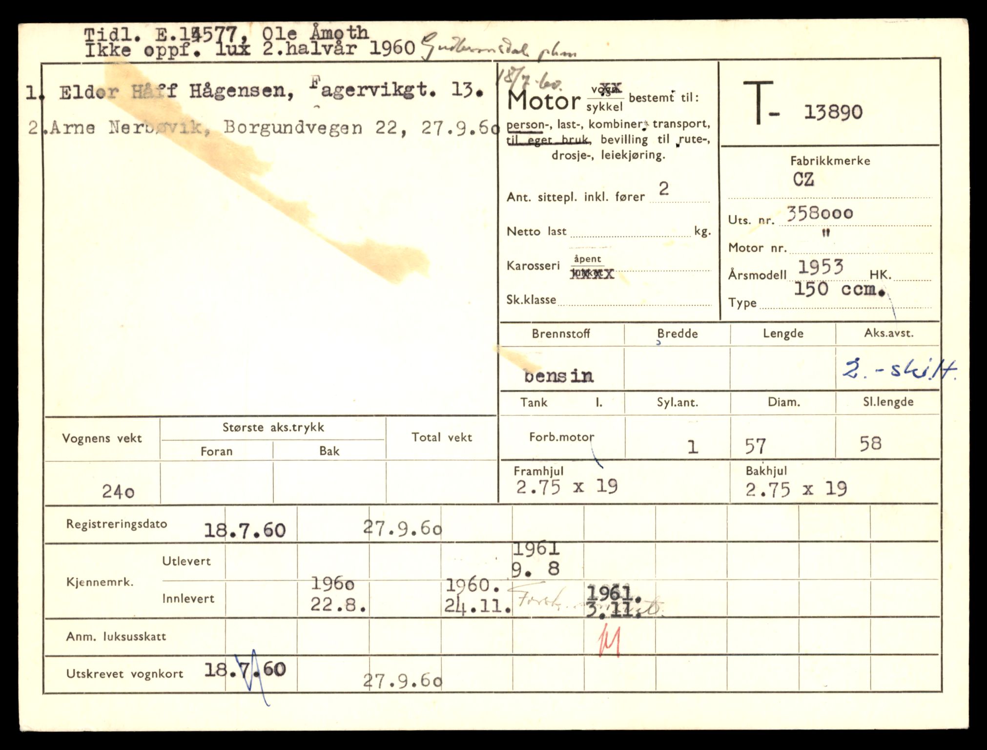Møre og Romsdal vegkontor - Ålesund trafikkstasjon, AV/SAT-A-4099/F/Fe/L0041: Registreringskort for kjøretøy T 13710 - T 13905, 1927-1998, p. 3117