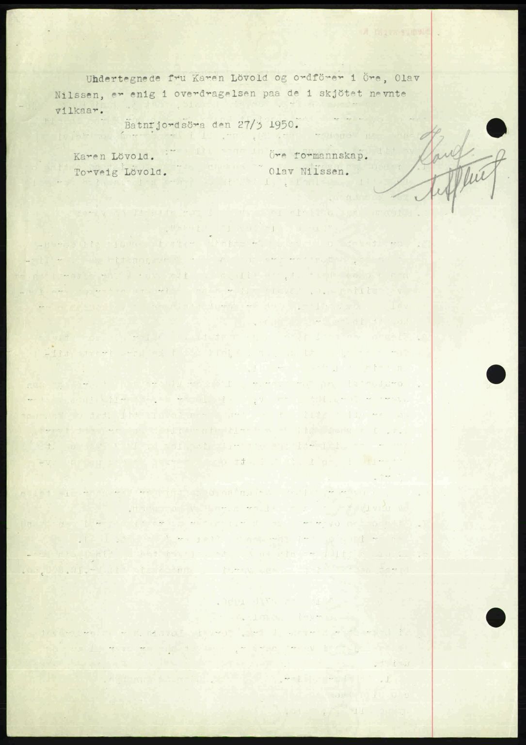 Nordmøre sorenskriveri, AV/SAT-A-4132/1/2/2Ca: Mortgage book no. A115, 1950-1950, Diary no: : 2197/1950