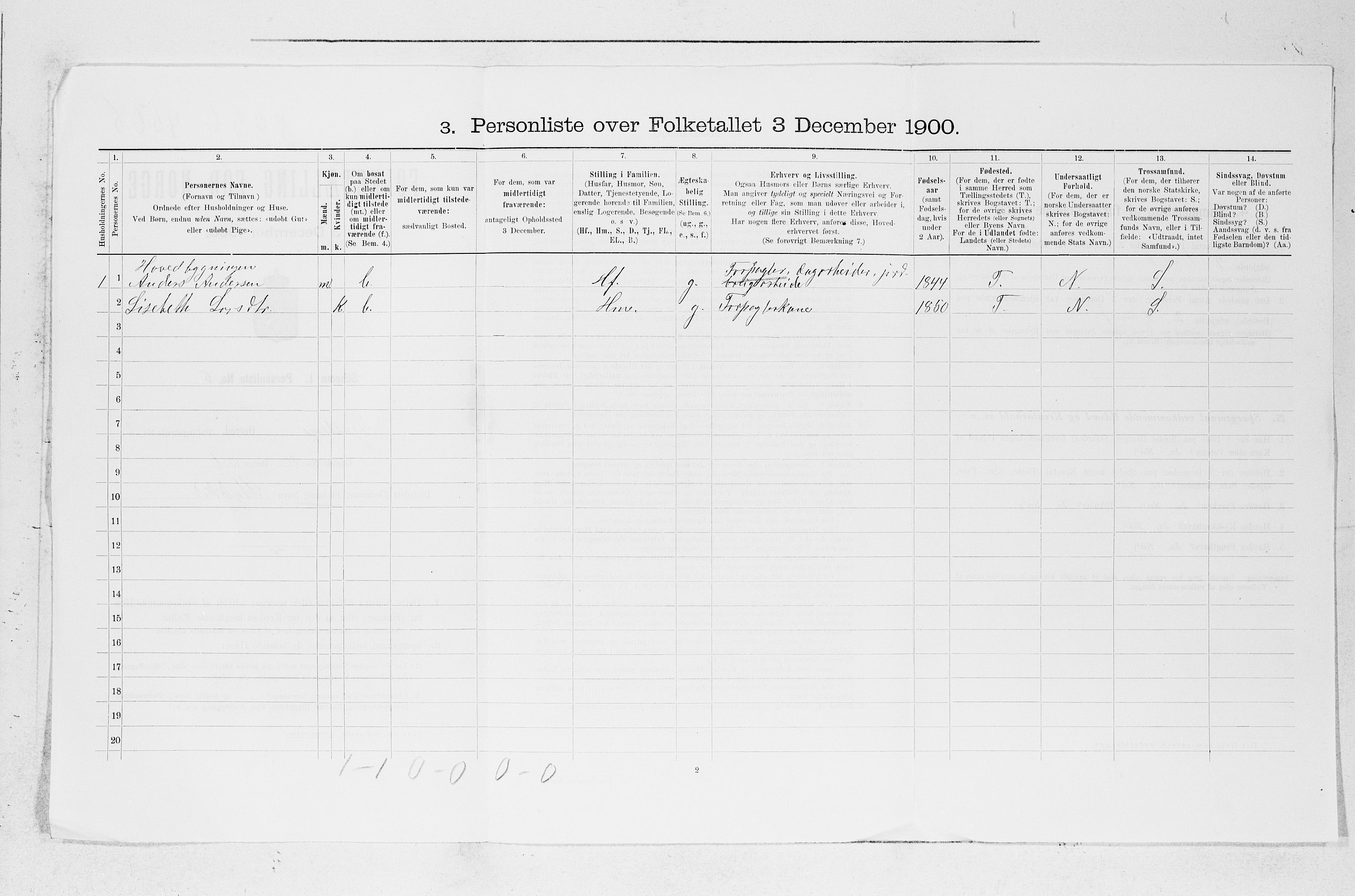 SAB, 1900 census for Fjelberg, 1900, p. 37