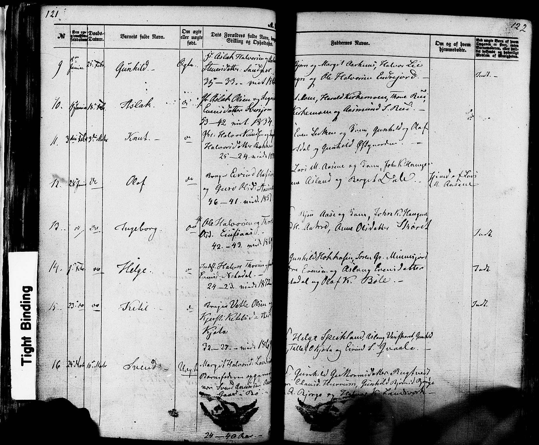 Seljord kirkebøker, SAKO/A-20/F/Fa/L0013: Parish register (official) no. I 13, 1866-1876, p. 121-122