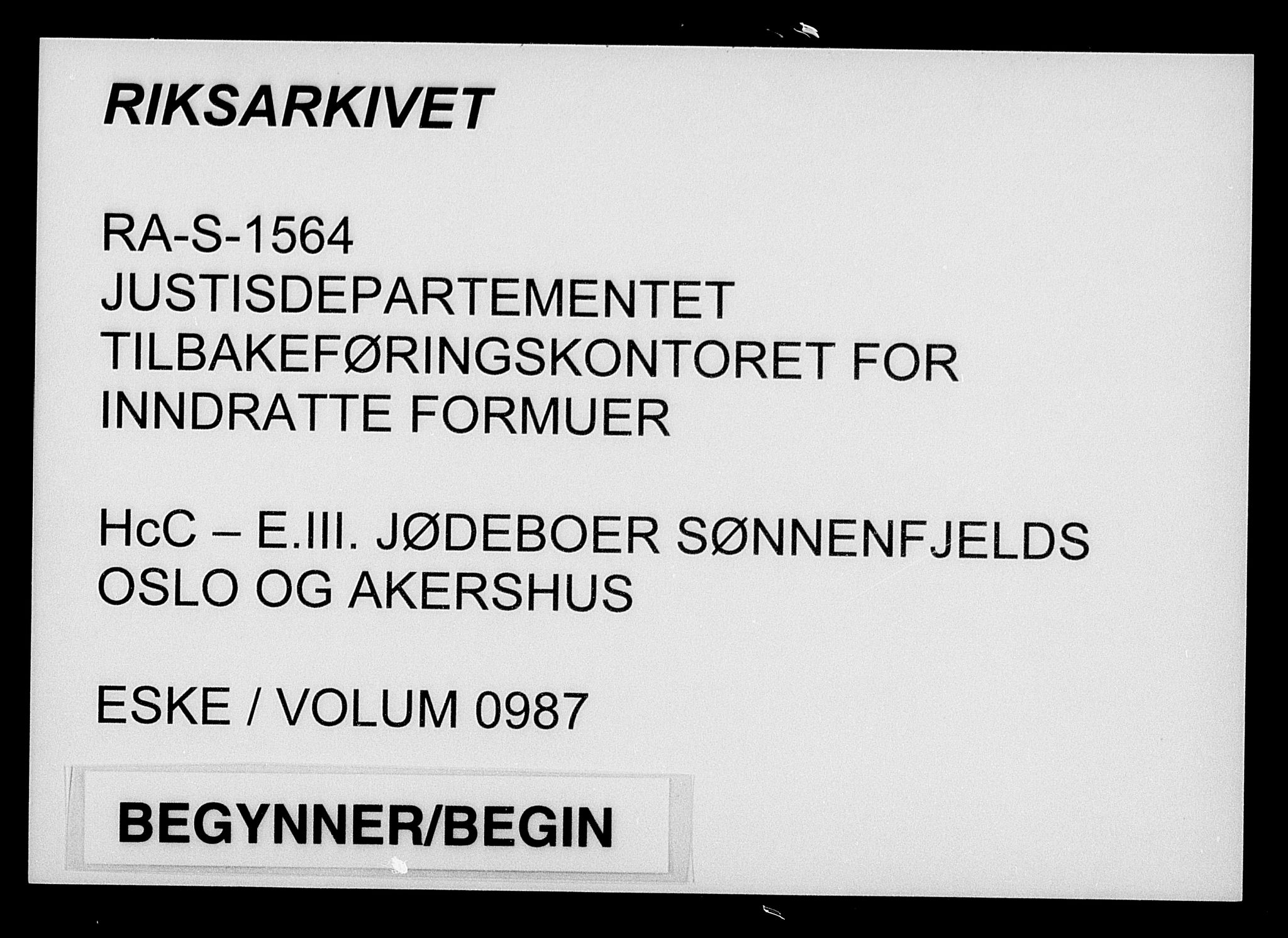 Justisdepartementet, Tilbakeføringskontoret for inndratte formuer, AV/RA-S-1564/H/Hc/Hcc/L0987: --, 1945-1947, p. 1