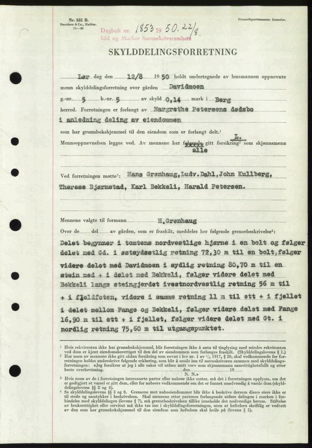 Idd og Marker sorenskriveri, AV/SAO-A-10283/G/Gb/Gbb/L0015: Mortgage book no. A15, 1950-1950, Diary no: : 1853/1950