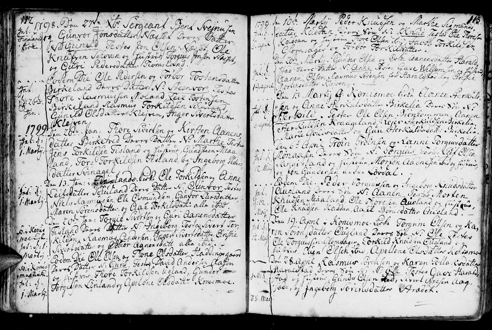 Holum sokneprestkontor, SAK/1111-0022/F/Fa/Fab/L0004: Parish register (official) no. A 4, 1774-1847, p. 112-113