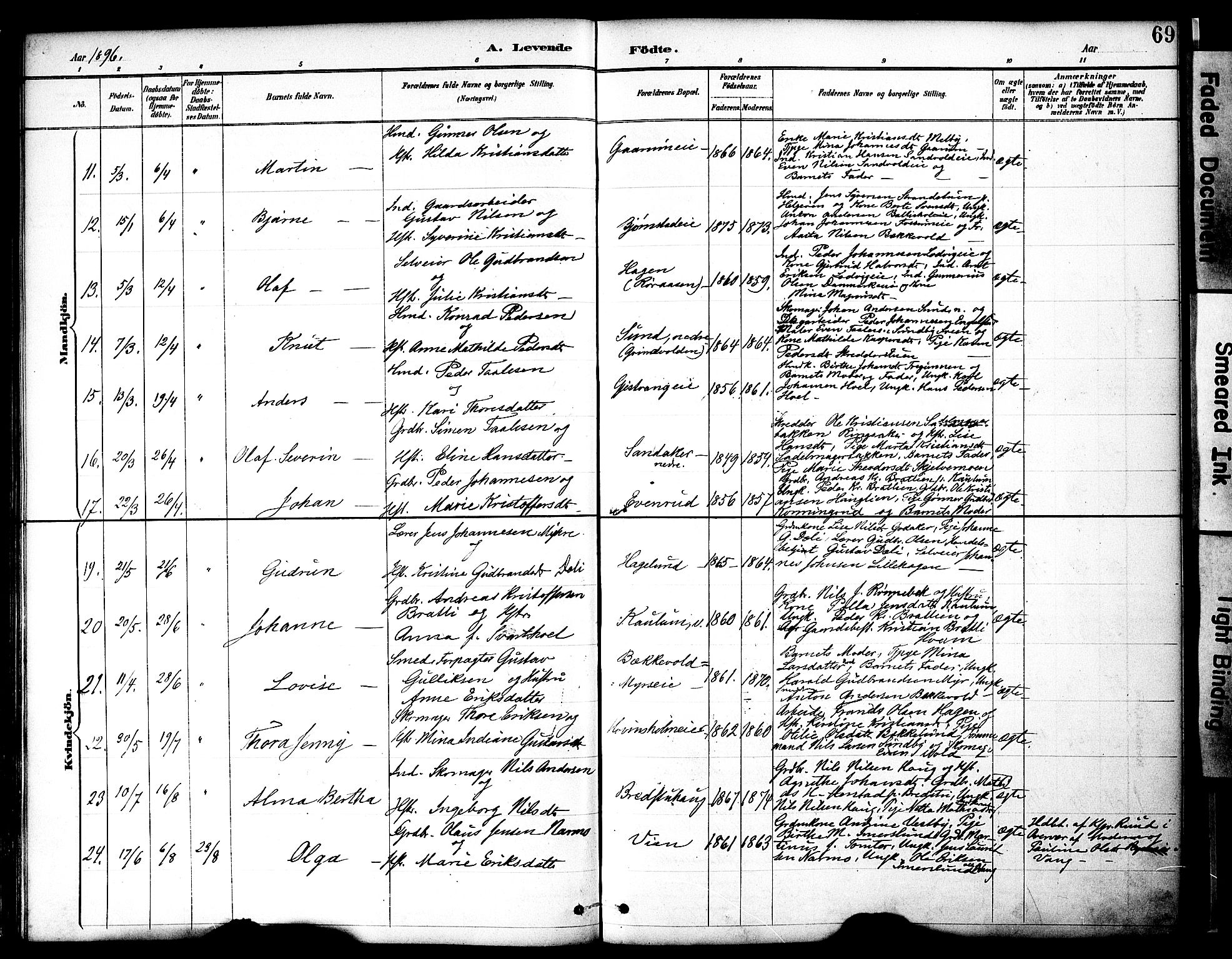 Nes prestekontor, Hedmark, AV/SAH-PREST-020/K/Ka/L0009: Parish register (official) no. 9, 1887-1905, p. 69