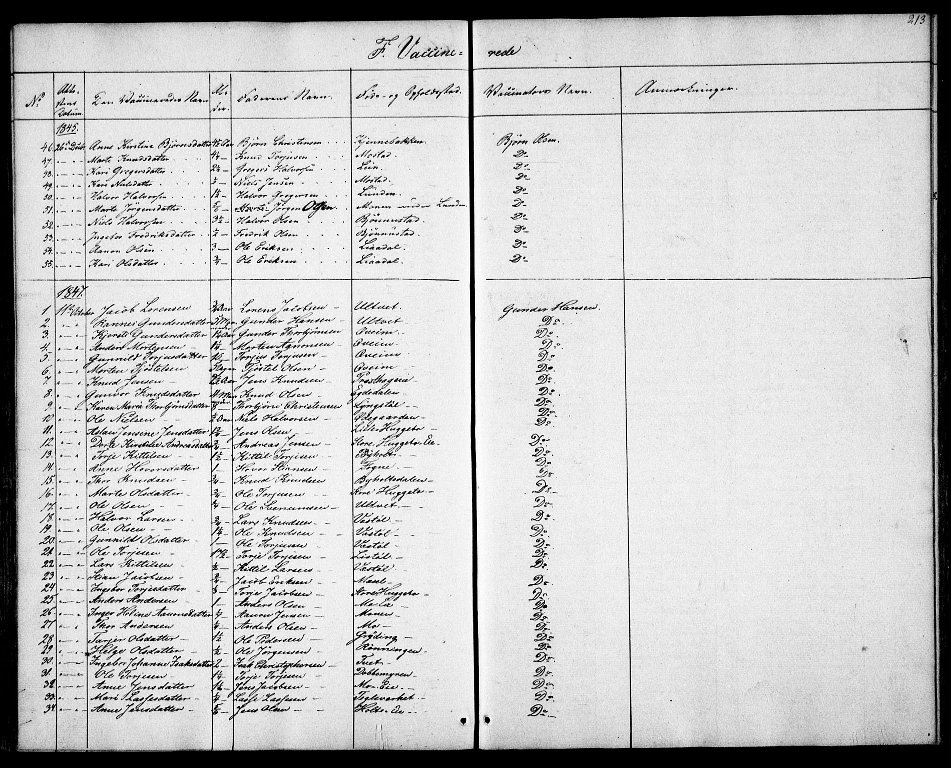 Gjerstad sokneprestkontor, AV/SAK-1111-0014/F/Fa/Faa/L0006: Parish register (official) no. A 6, 1841-1857, p. 213