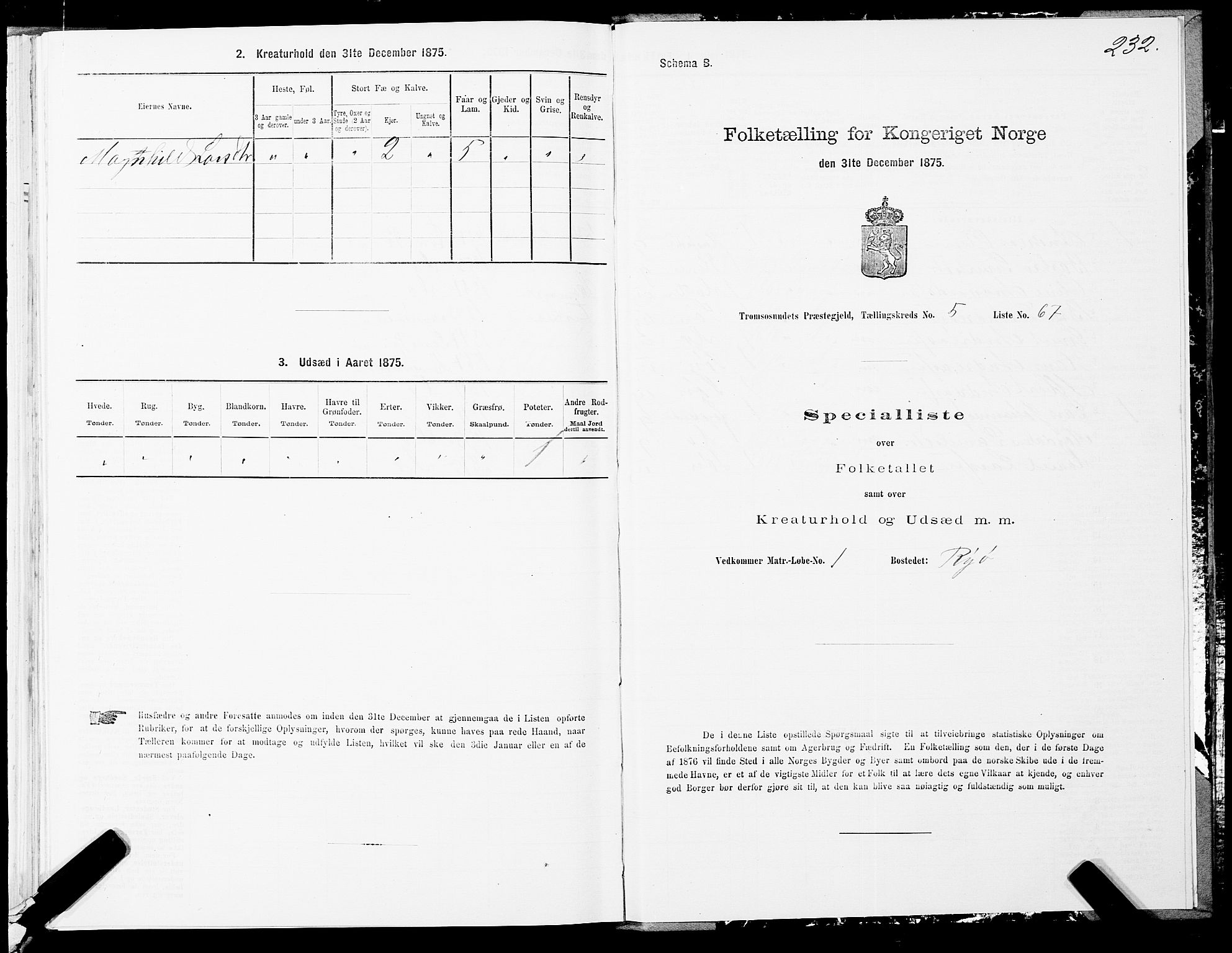 SATØ, 1875 census for 1934P Tromsøysund, 1875, p. 3232