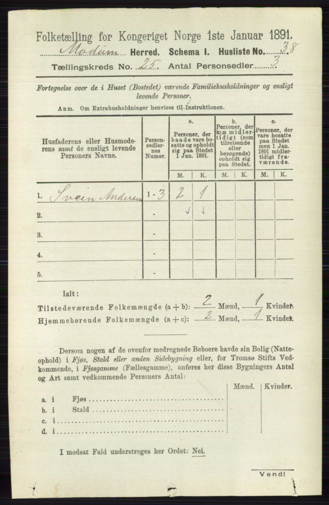 RA, 1891 census for 0623 Modum, 1891, p. 9033