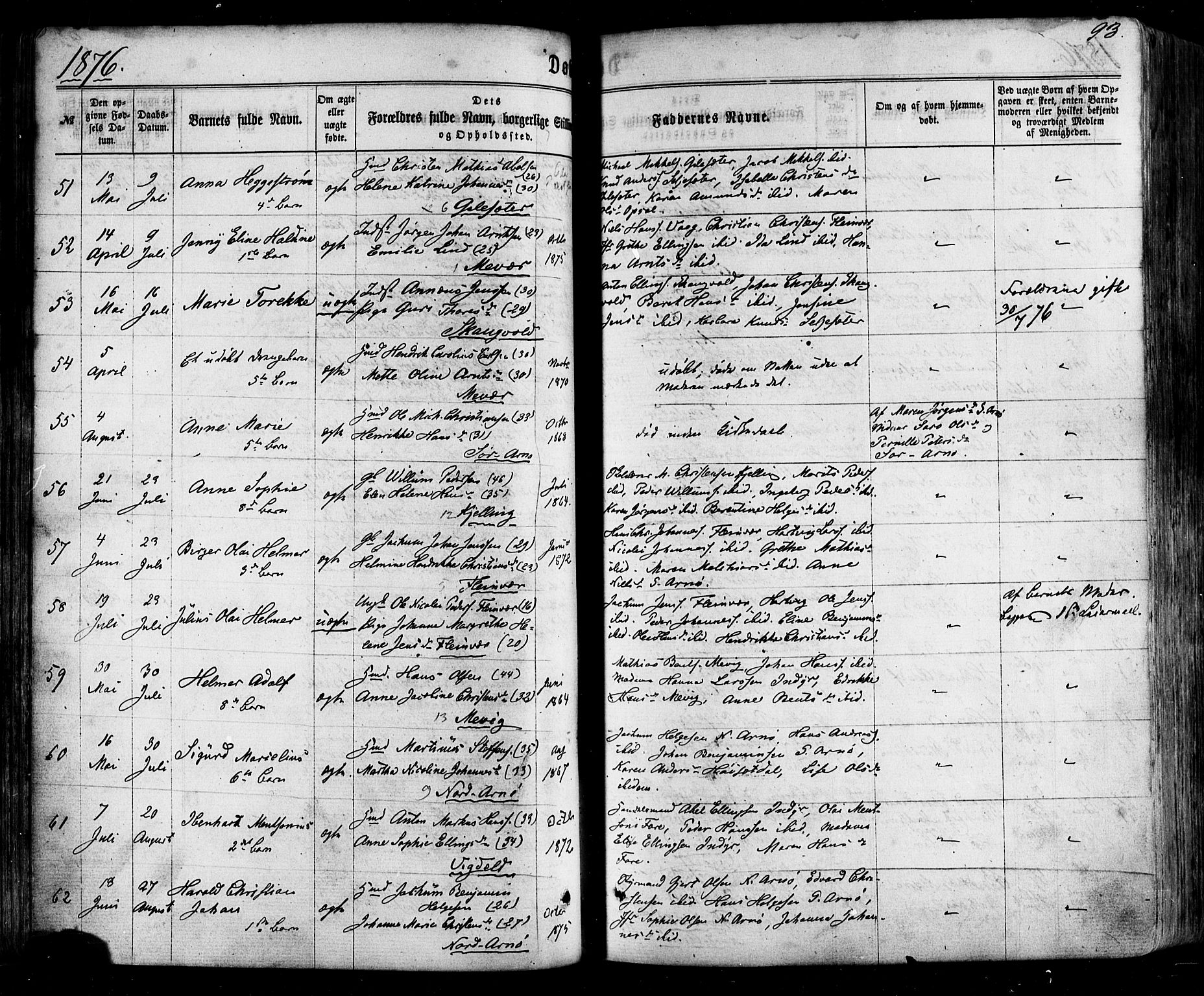 Ministerialprotokoller, klokkerbøker og fødselsregistre - Nordland, SAT/A-1459/805/L0098: Parish register (official) no. 805A05, 1862-1879, p. 93