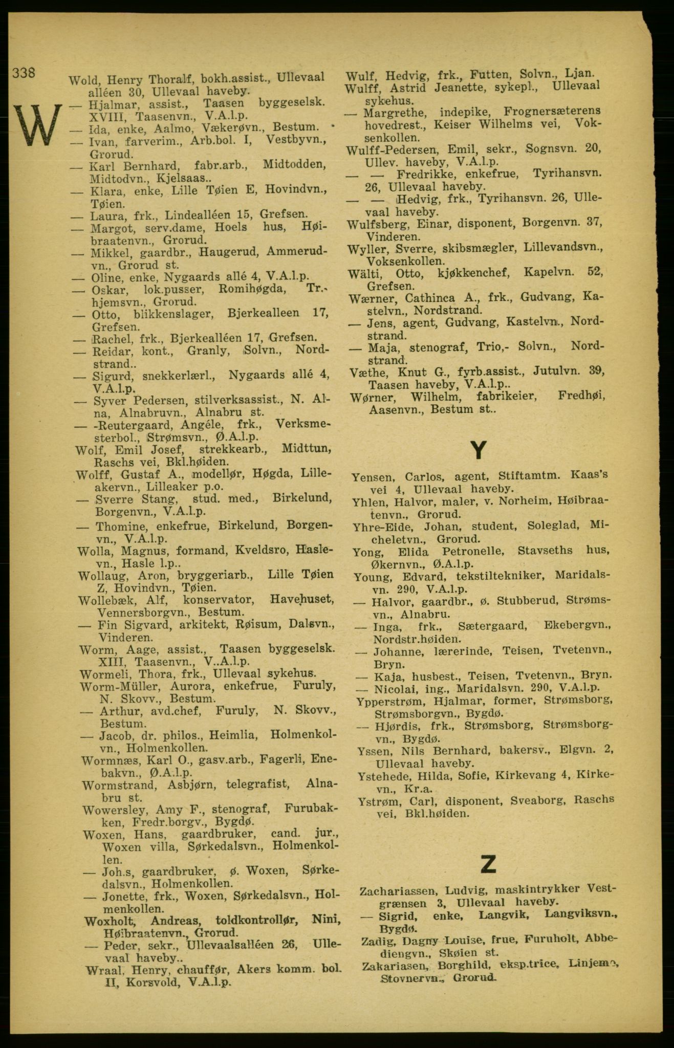 Aker adressebok/adressekalender, PUBL/001/A/003: Akers adressekalender, 1924-1925, p. 338