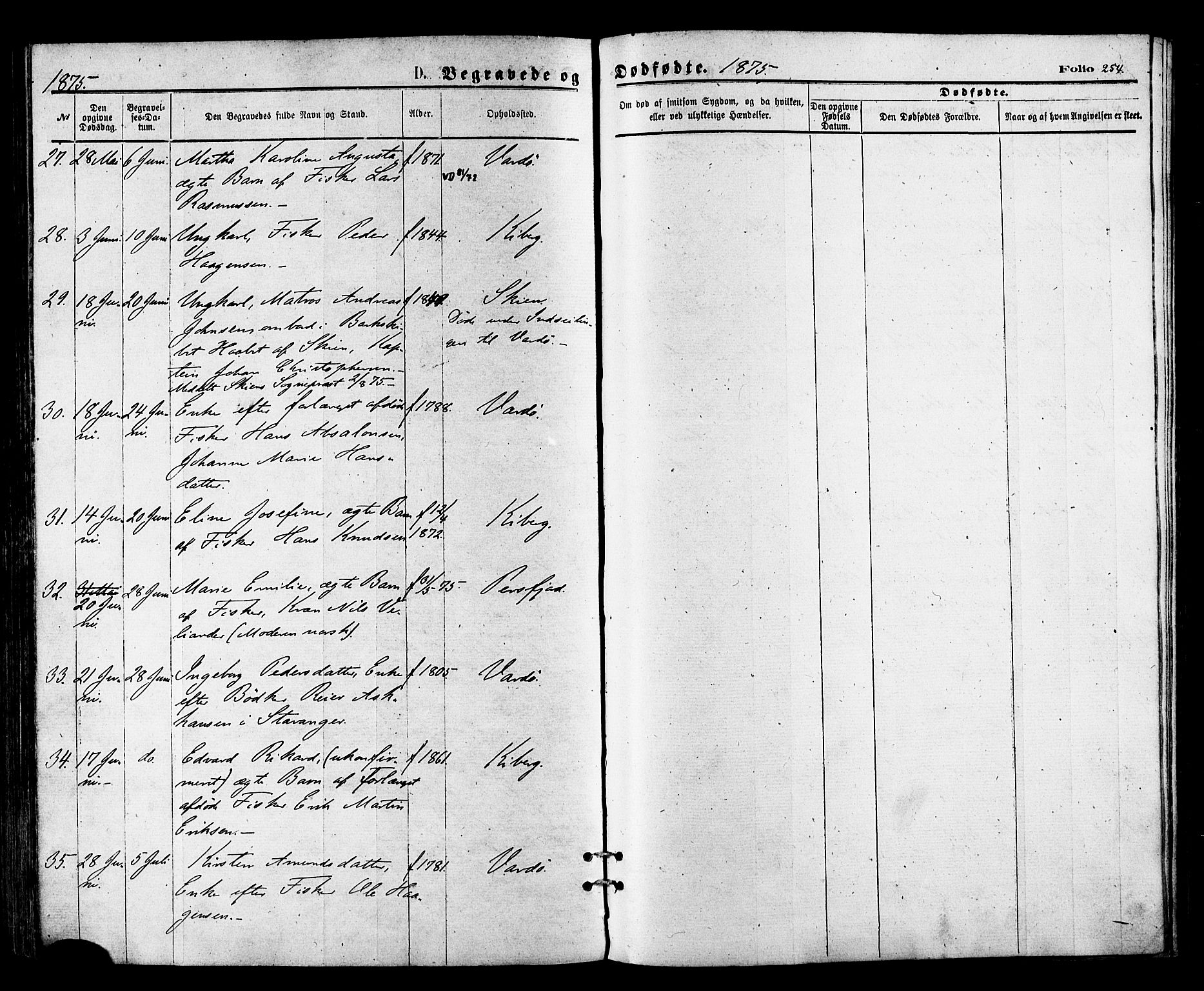 Vardø sokneprestkontor, SATØ/S-1332/H/Ha/L0005kirke: Parish register (official) no. 5, 1872-1878, p. 254