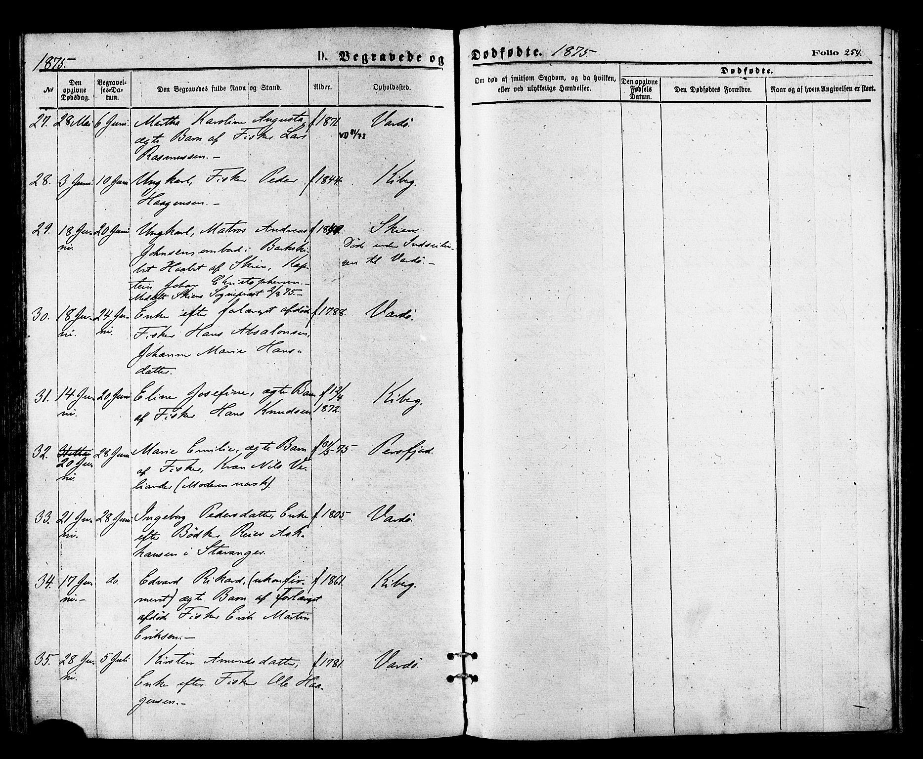 Vardø sokneprestkontor, AV/SATØ-S-1332/H/Ha/L0005kirke: Parish register (official) no. 5, 1872-1878, p. 254
