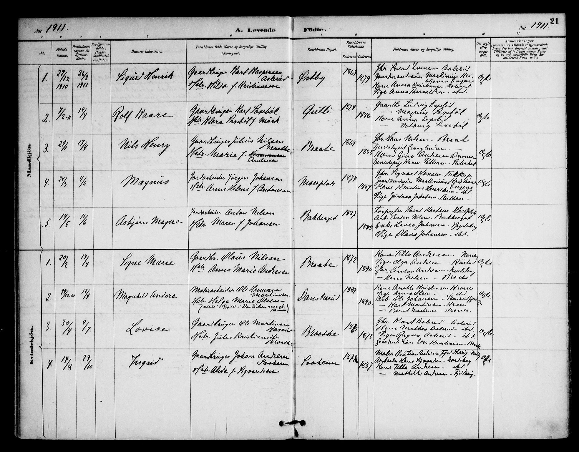 Ås prestekontor Kirkebøker, SAO/A-10894/F/Fc/L0002: Parish register (official) no. III 2, 1892-1924, p. 21