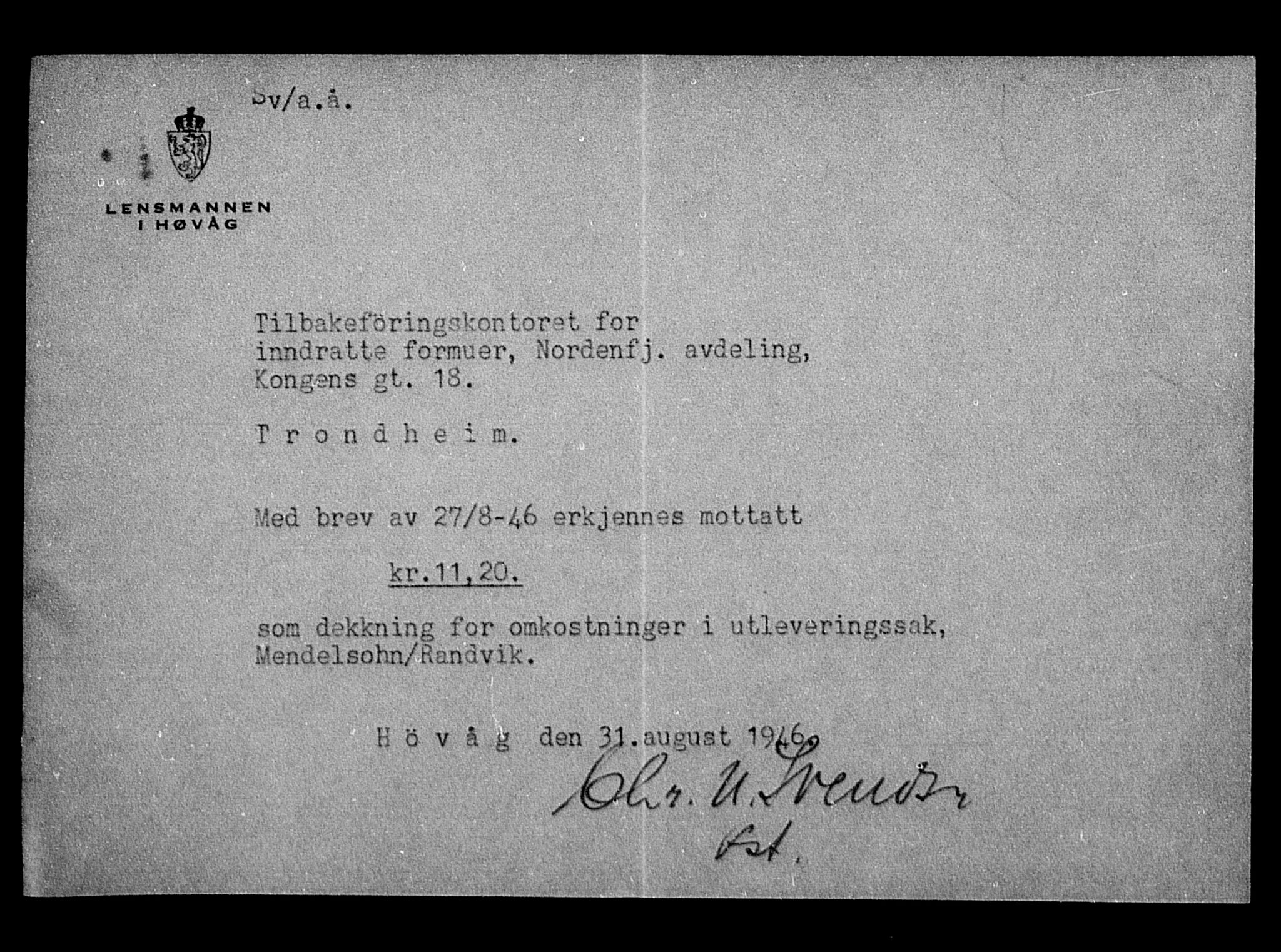 Justisdepartementet, Tilbakeføringskontoret for inndratte formuer, AV/RA-S-1564/H/Hc/Hca/L0909: --, 1945-1947, p. 54