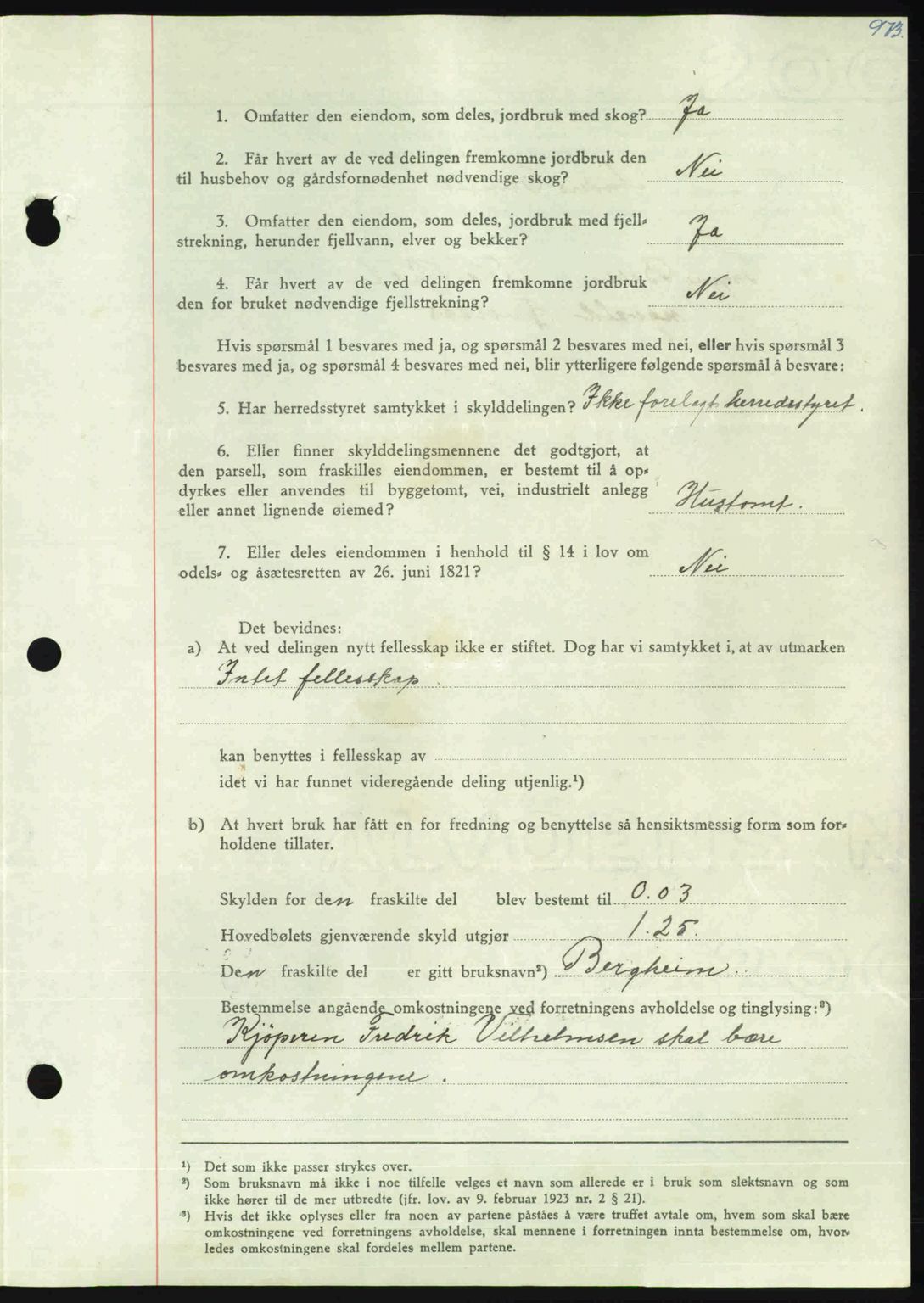 Nordmøre sorenskriveri, AV/SAT-A-4132/1/2/2Ca: Mortgage book no. A110, 1948-1949, Diary no: : 651/1949