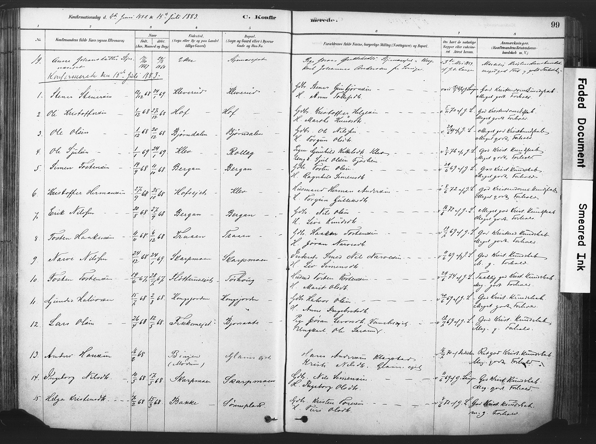 Rollag kirkebøker, AV/SAKO-A-240/F/Fa/L0011: Parish register (official) no. I 11, 1878-1902, p. 99