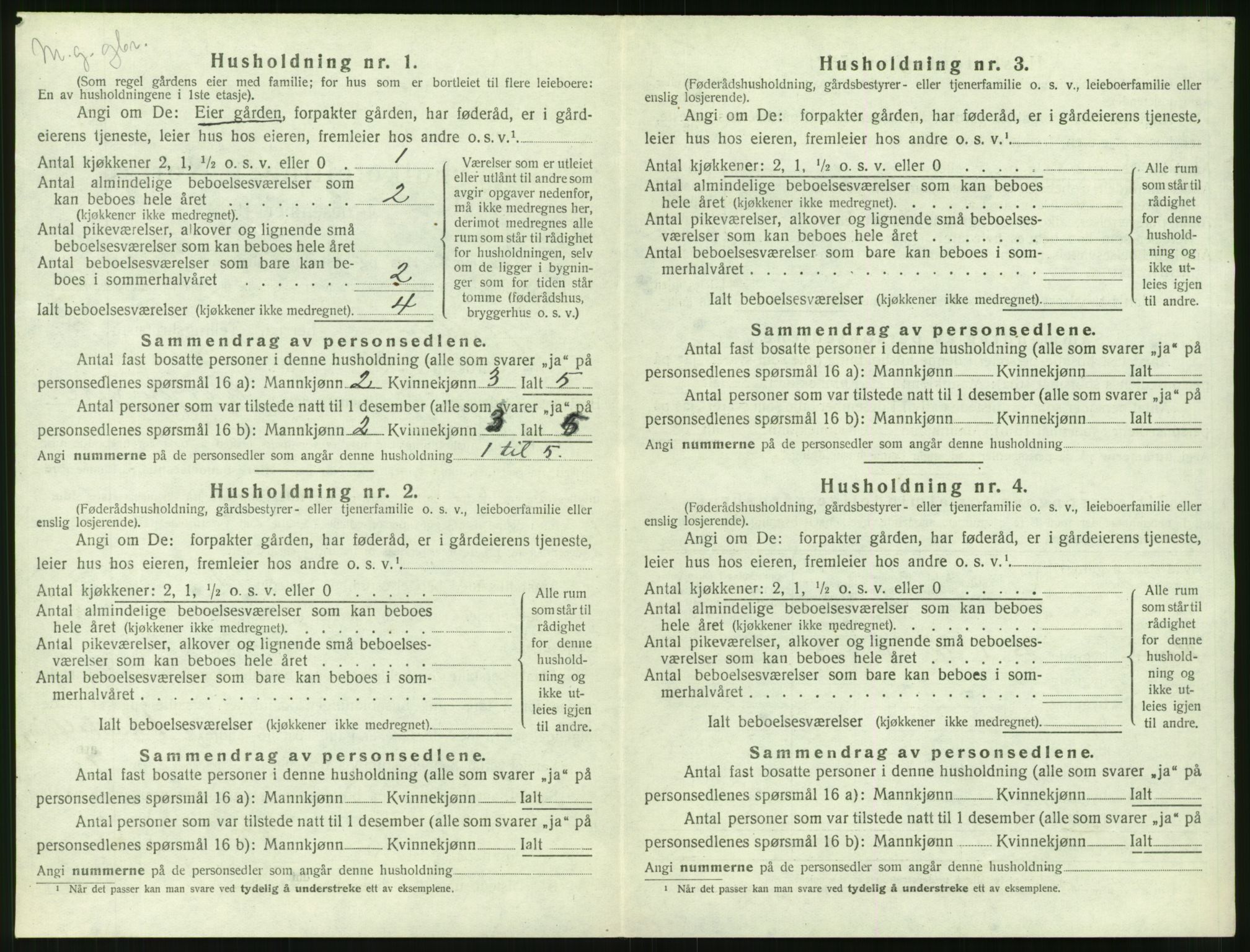 SAT, 1920 census for Grytten, 1920, p. 527