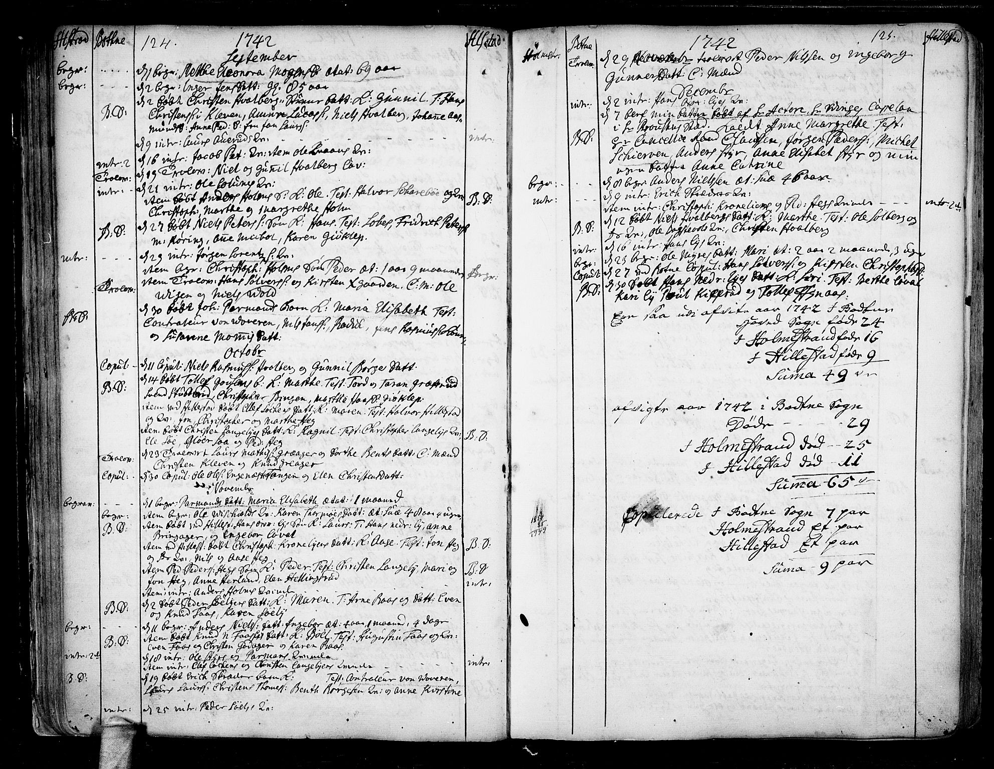 Botne kirkebøker, AV/SAKO-A-340/F/Fa/L0001a: Parish register (official) no. I 1A, 1707-1778, p. 124-125