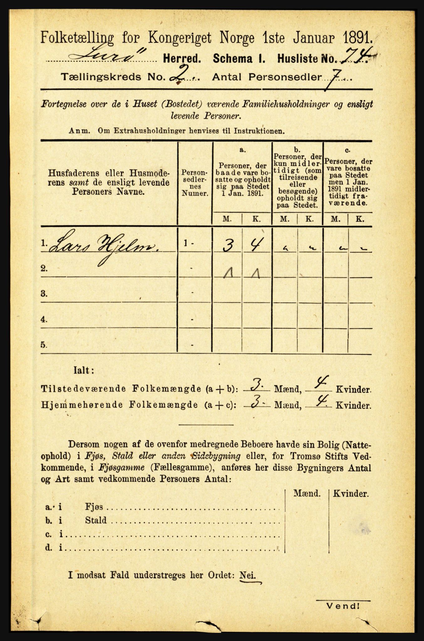 RA, 1891 census for 1834 Lurøy, 1891, p. 730