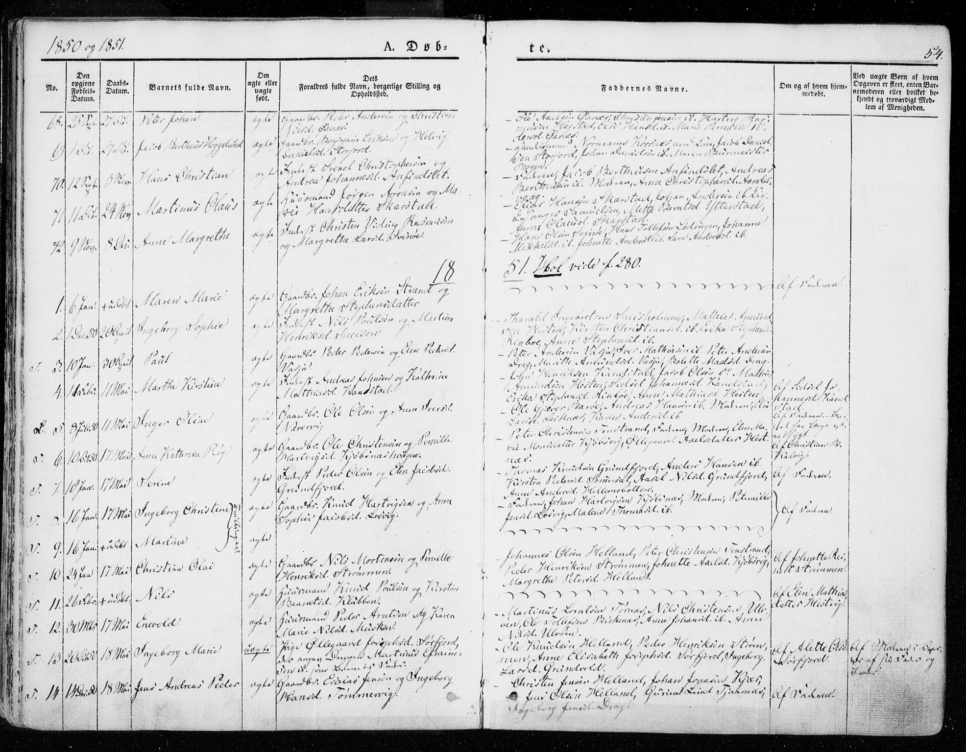 Ministerialprotokoller, klokkerbøker og fødselsregistre - Nordland, SAT/A-1459/872/L1033: Parish register (official) no. 872A08, 1840-1863, p. 54
