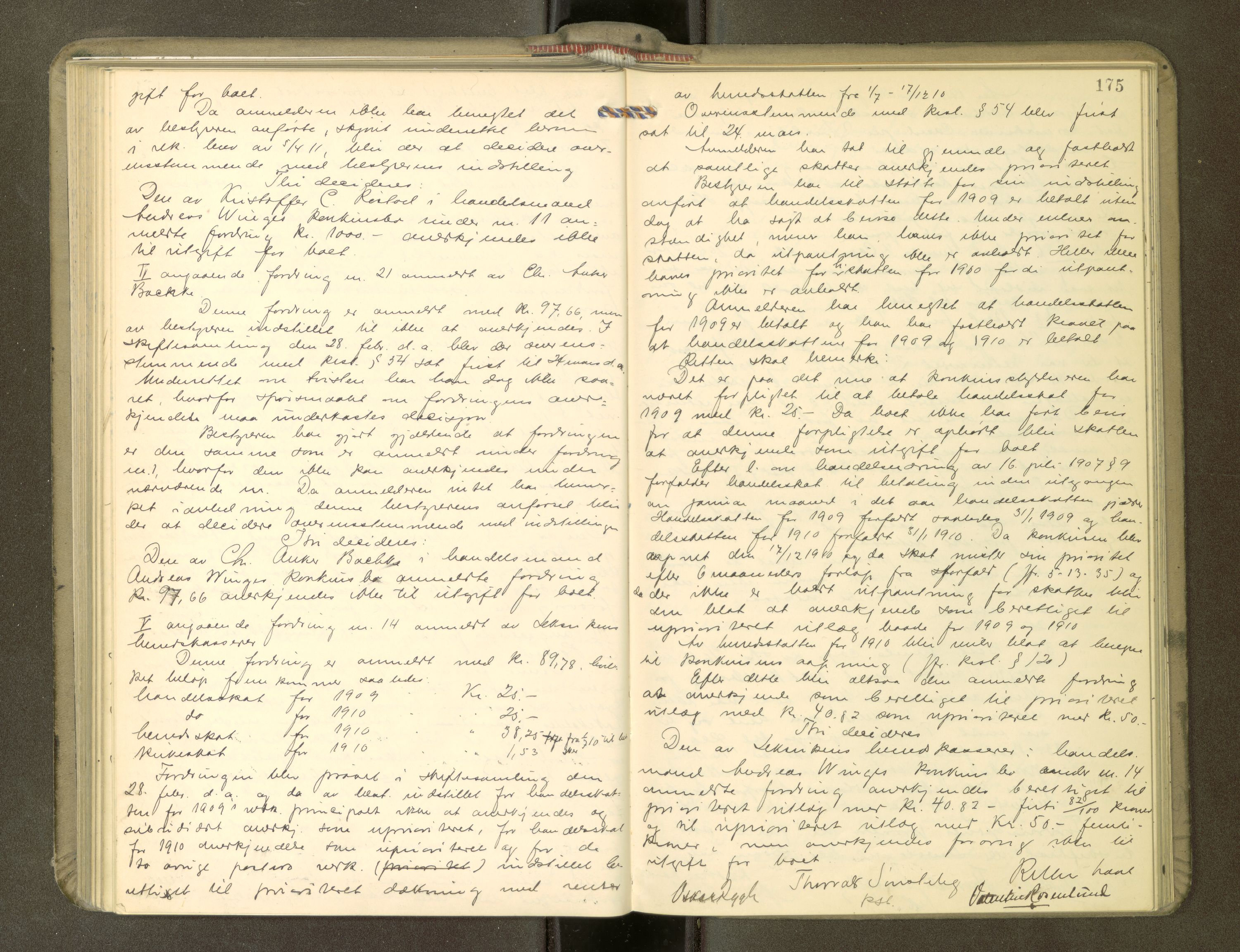 Stjør- og Verdal sorenskriveri, AV/SAT-A-4167/1/3/3B/L0011: Skifteforhandlingsprotokoll, 1909-1912, p. 175