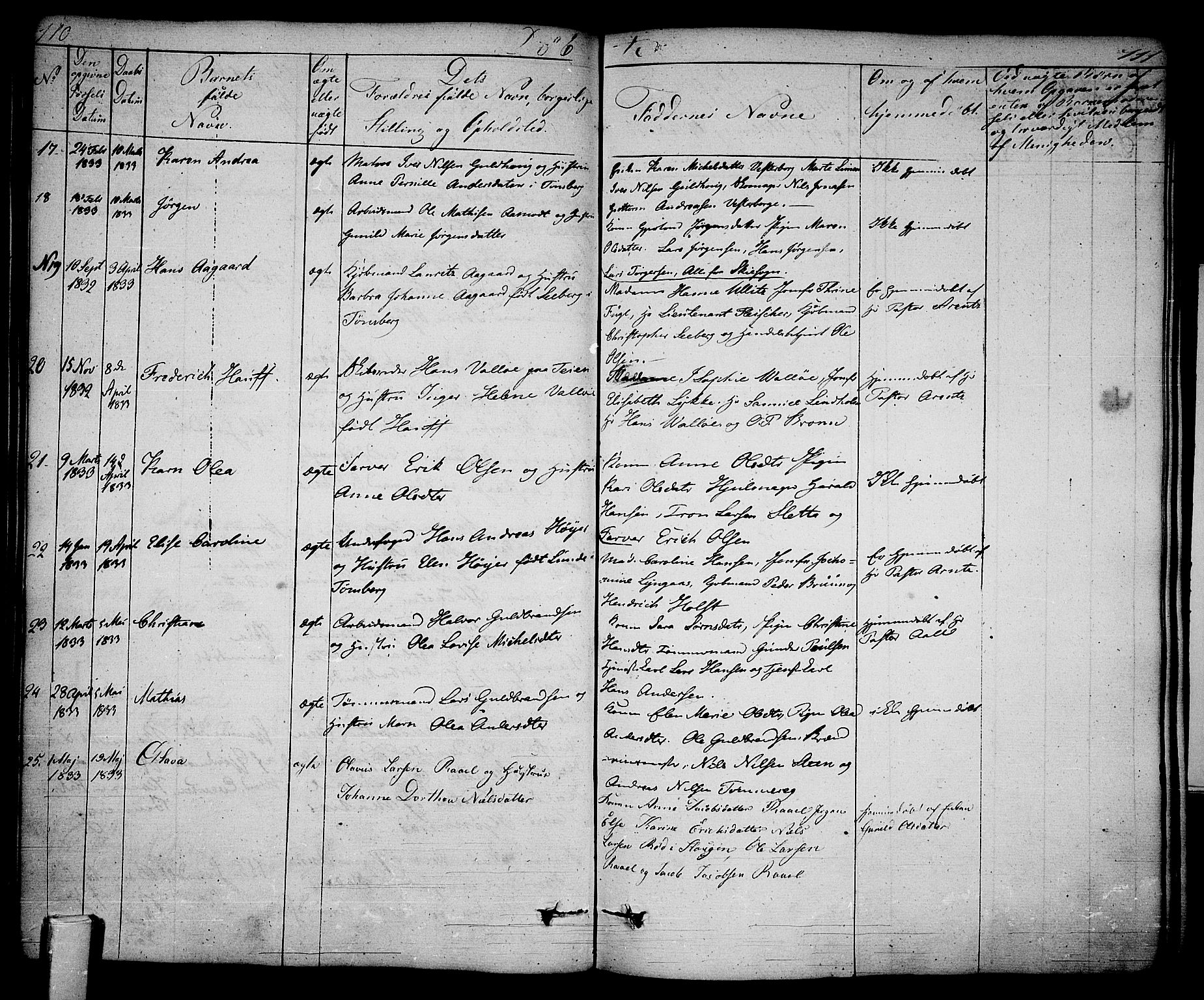 Tønsberg kirkebøker, AV/SAKO-A-330/F/Fa/L0005: Parish register (official) no. I 5, 1827-1836, p. 110-111