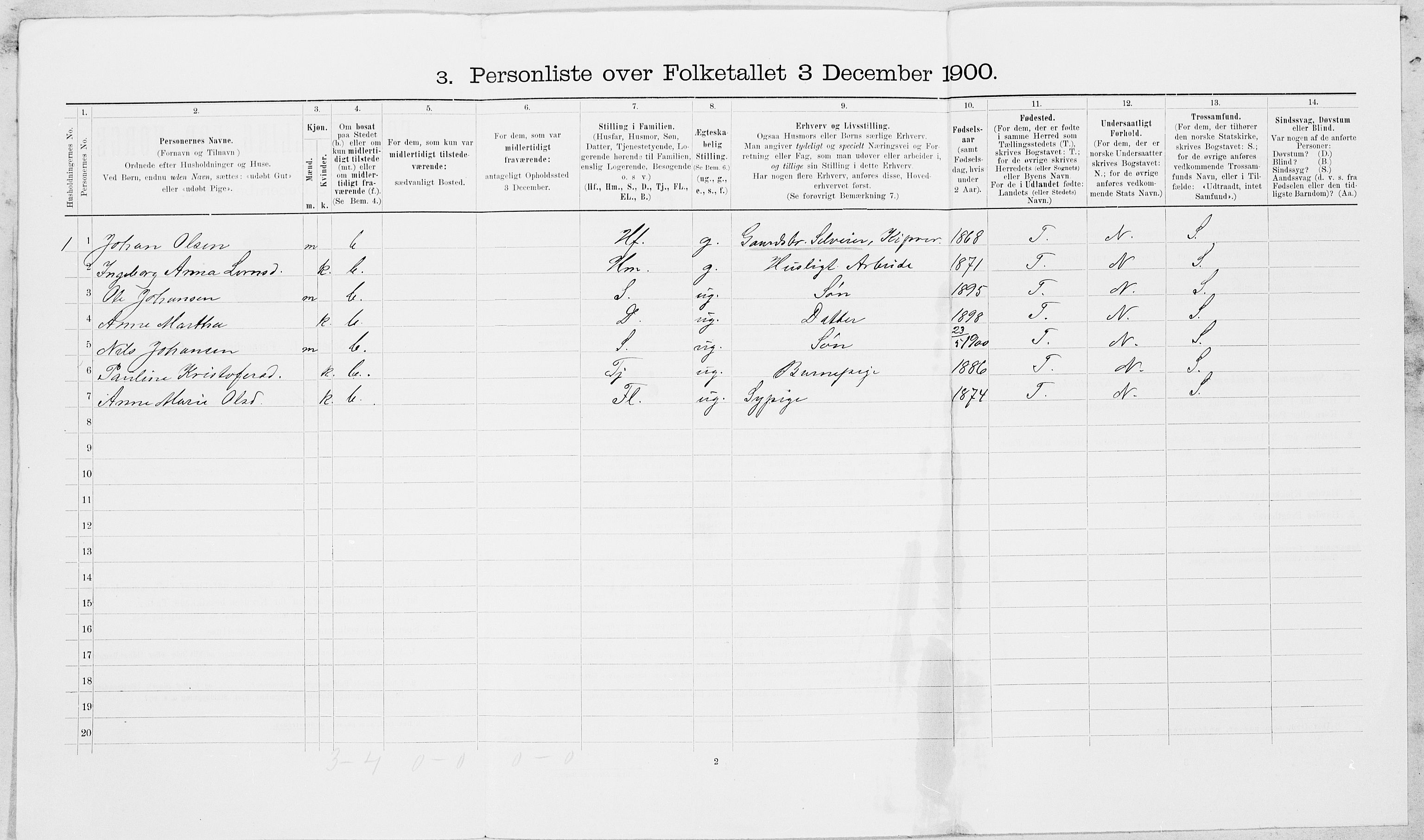SAT, 1900 census for Leksvik, 1900, p. 653
