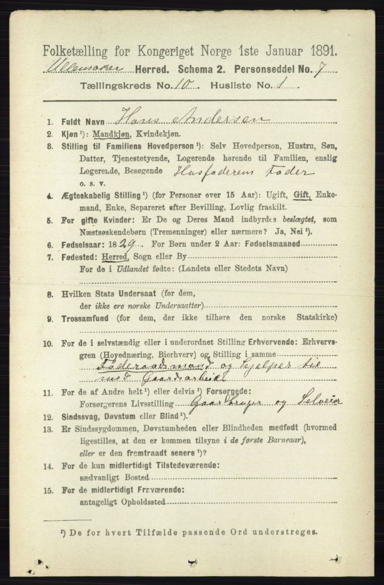 RA, 1891 census for 0235 Ullensaker, 1891, p. 4506
