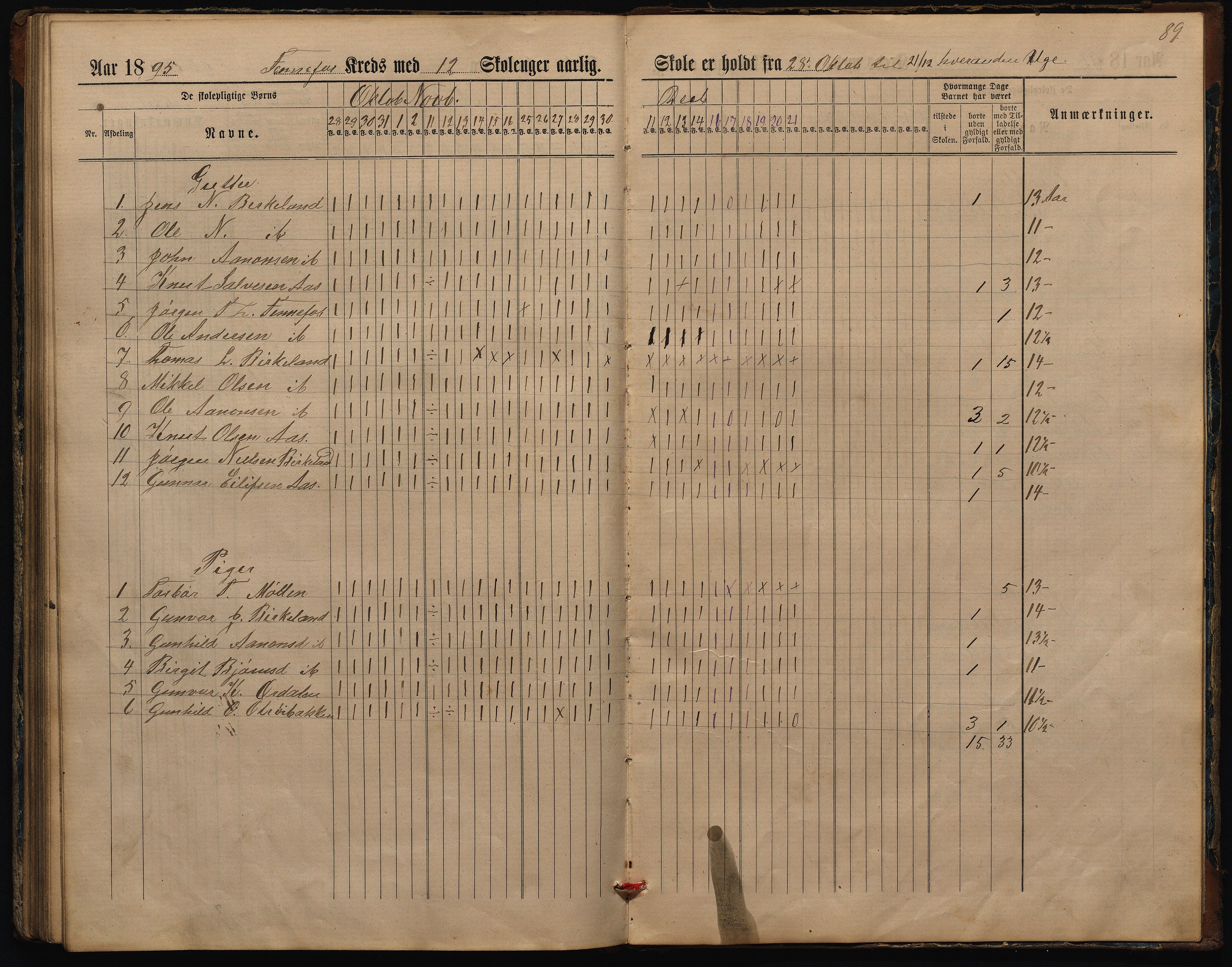 Hornnes kommune, Kjetså, Fennefoss skolekrets, AAKS/KA0936-550c/F1/L0002: Skoleprotokoll. Kjetså og Fennefoss, 1884-1896, p. 90