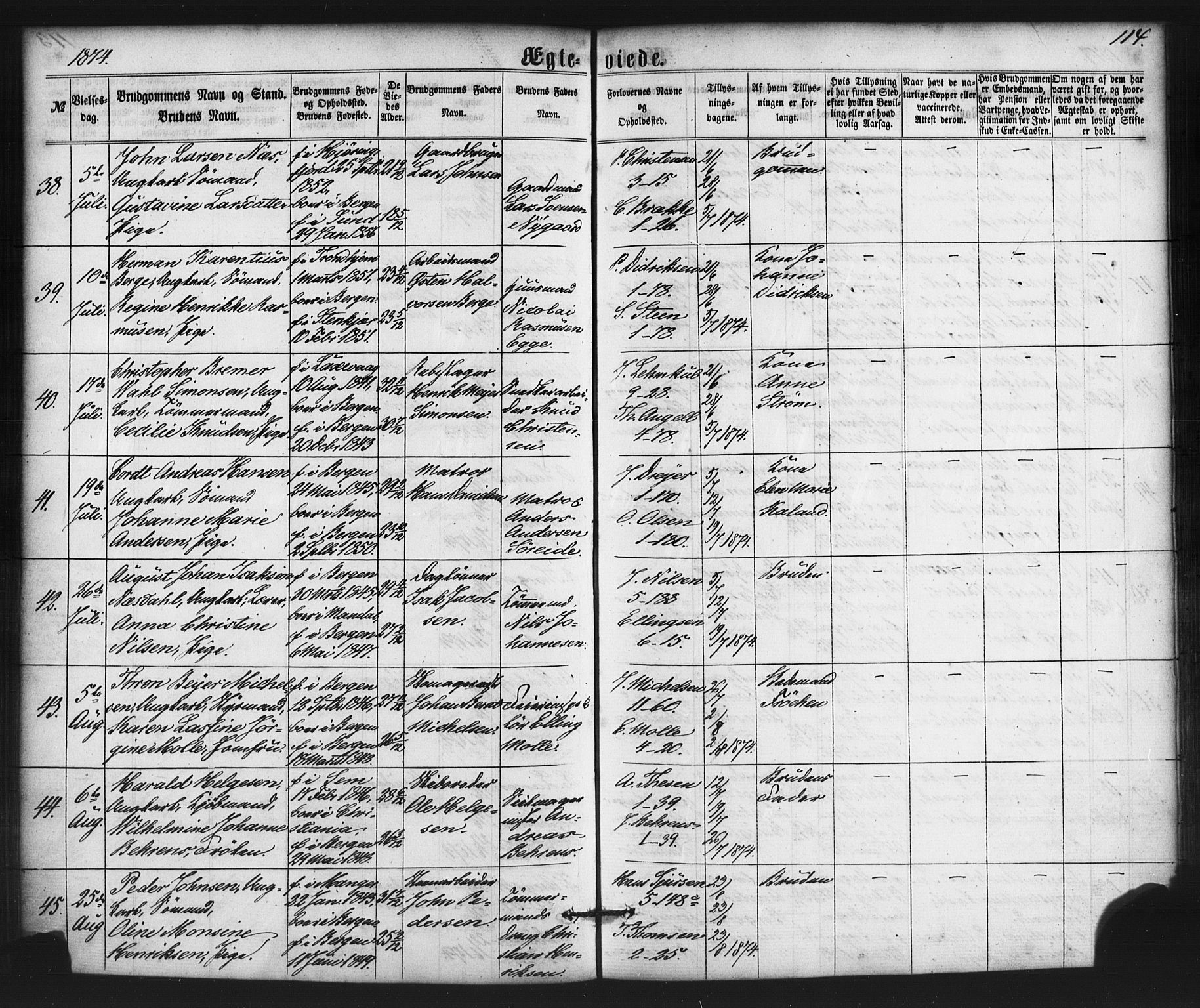 Nykirken Sokneprestembete, AV/SAB-A-77101/H/Haa/L0032: Parish register (official) no. D 2, 1861-1883, p. 114