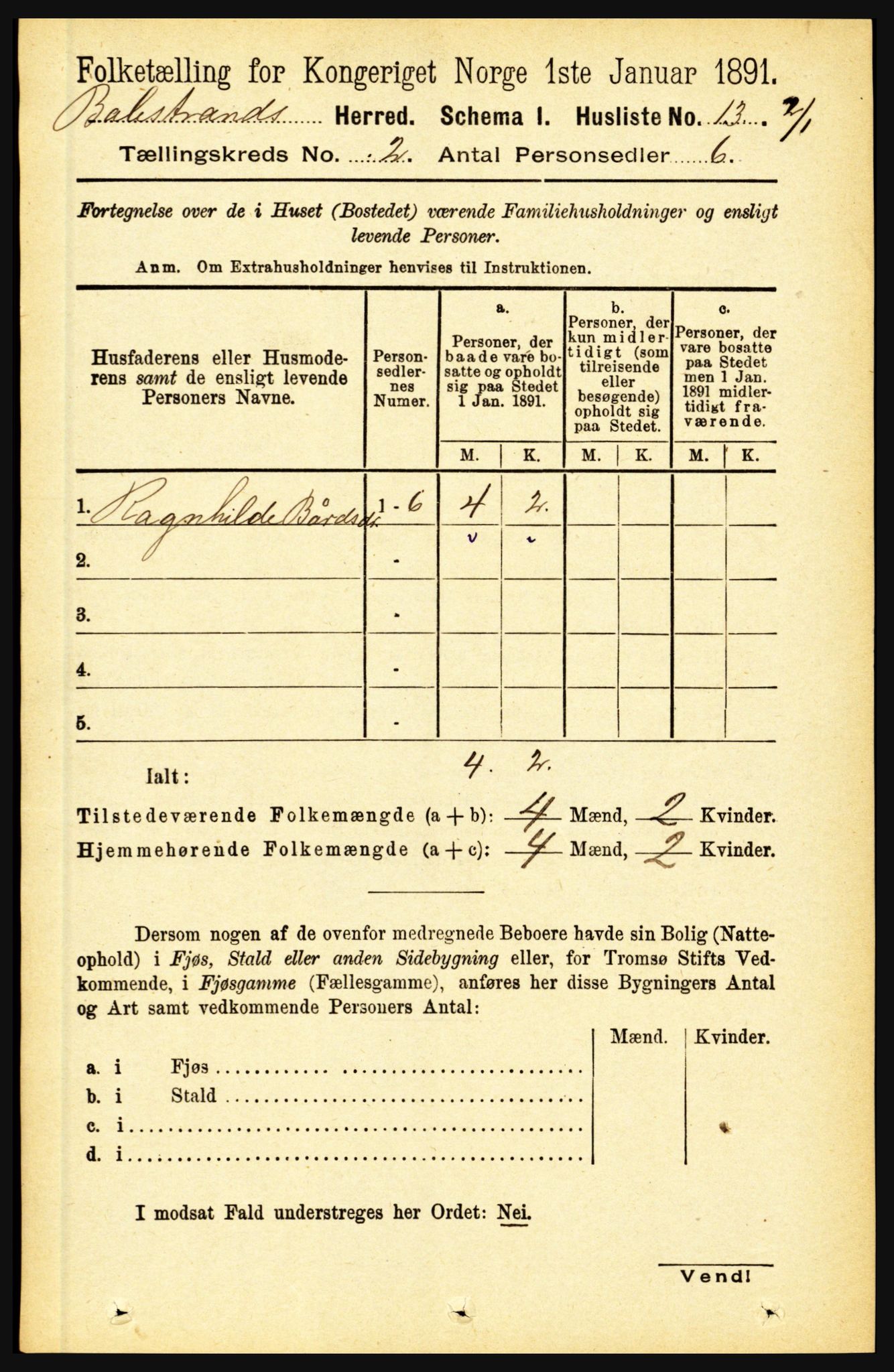 RA, 1891 census for 1418 Balestrand, 1891, p. 234