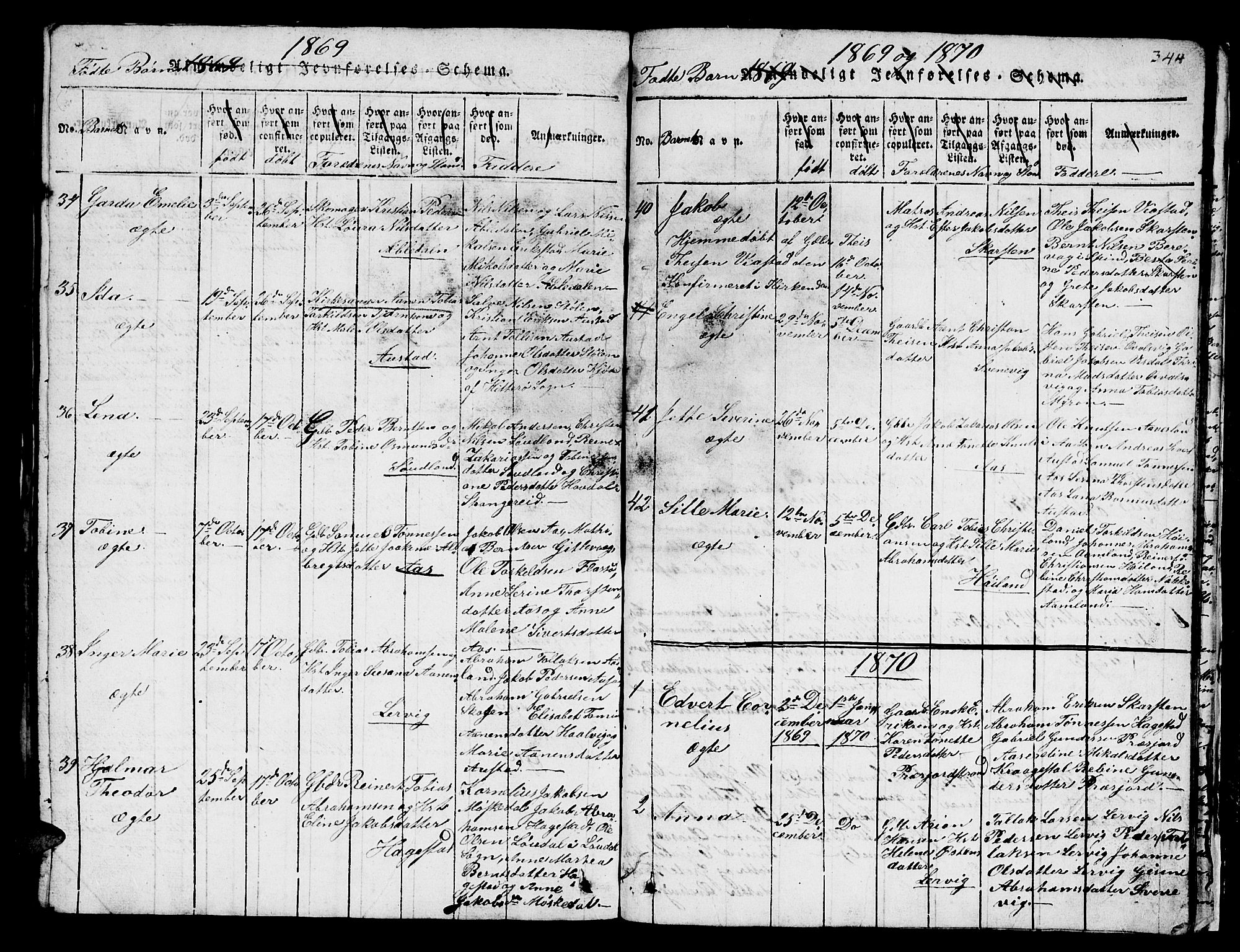 Lyngdal sokneprestkontor, AV/SAK-1111-0029/F/Fb/Fba/L0001: Parish register (copy) no. B 1, 1816-1876, p. 344