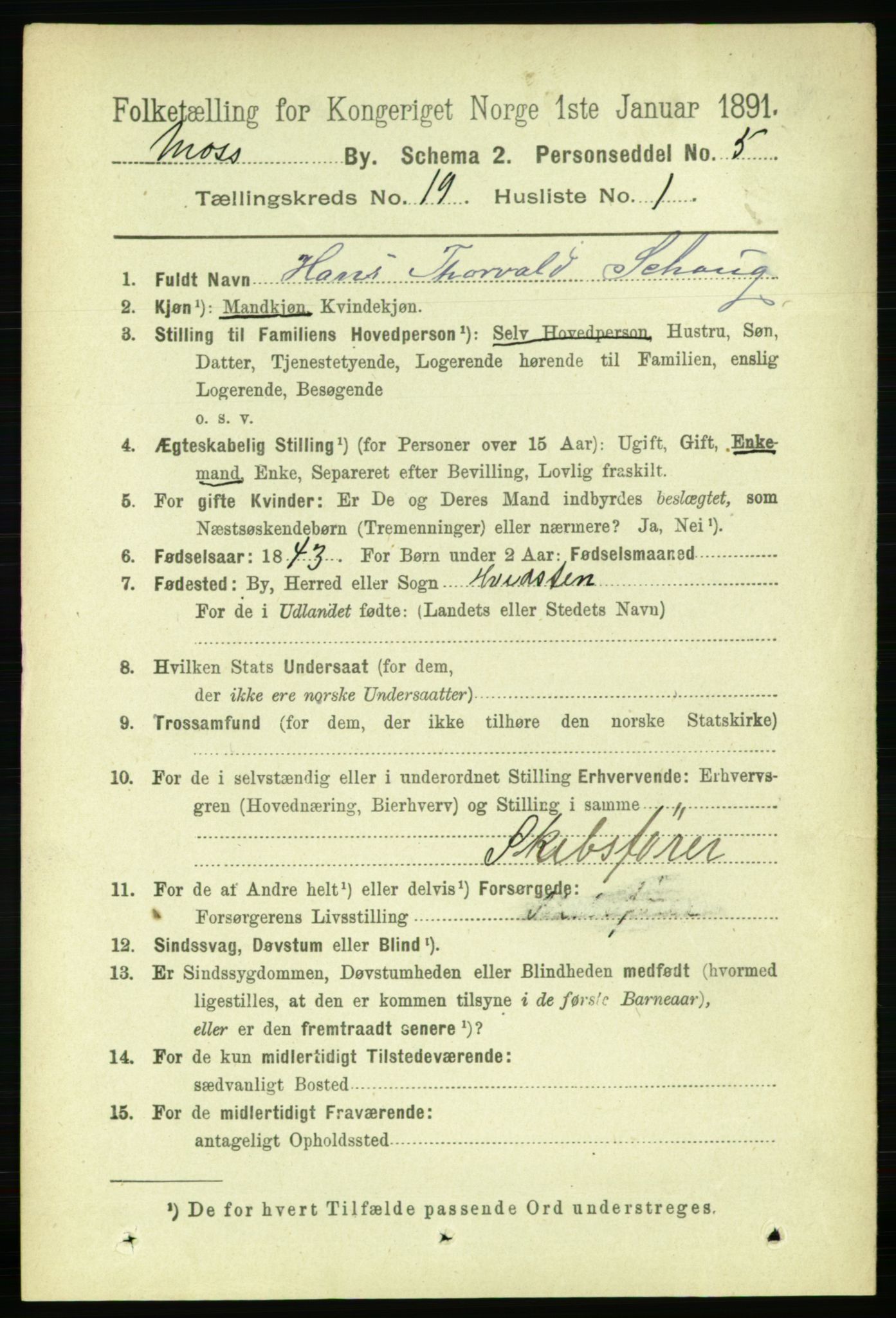 RA, 1891 census for 0104 Moss, 1891, p. 8575